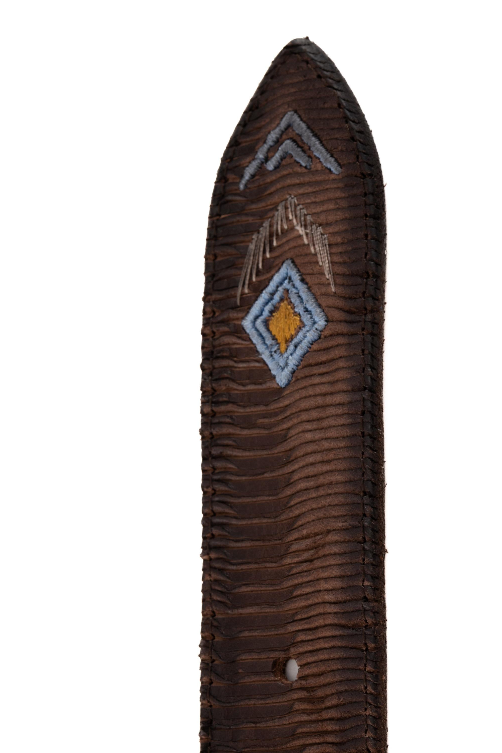 Orciani Cintura in pelle lamellare con ricami U08248 T.MORO