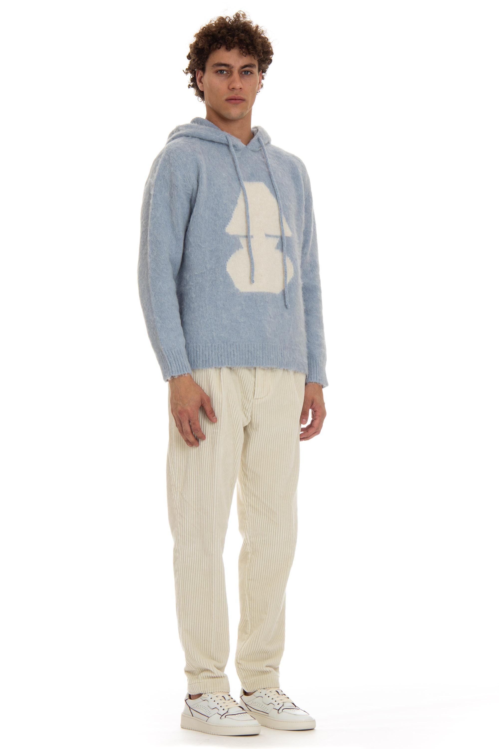 Felpa in lana-alpaca con disegno jacquard HOPX 78WB WOOL BLUE Autry