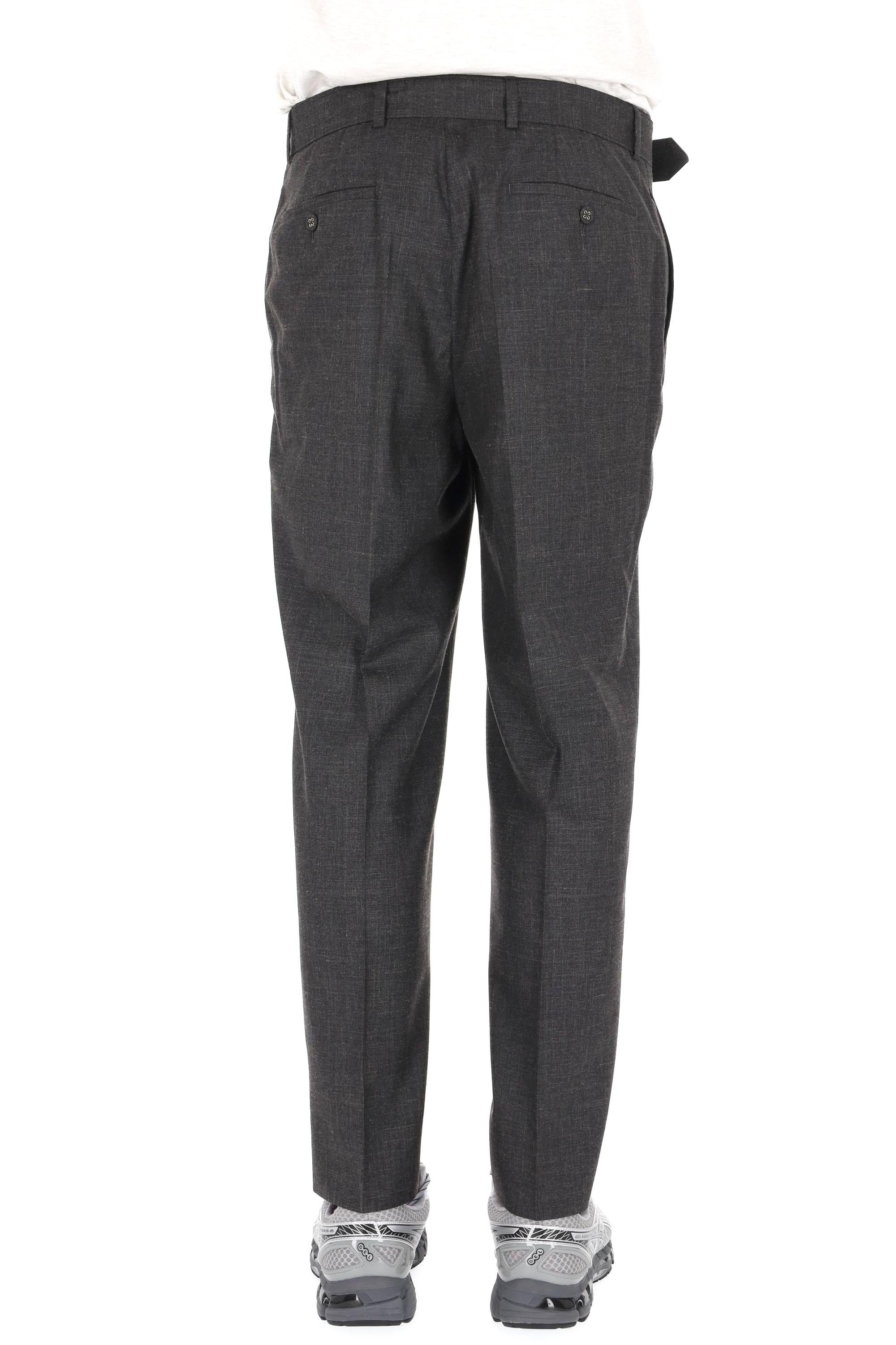 Officine Générale Pantalone in lana-seta-lino mod. Hoche MTLG453 ANTHRACITE/ECRU
