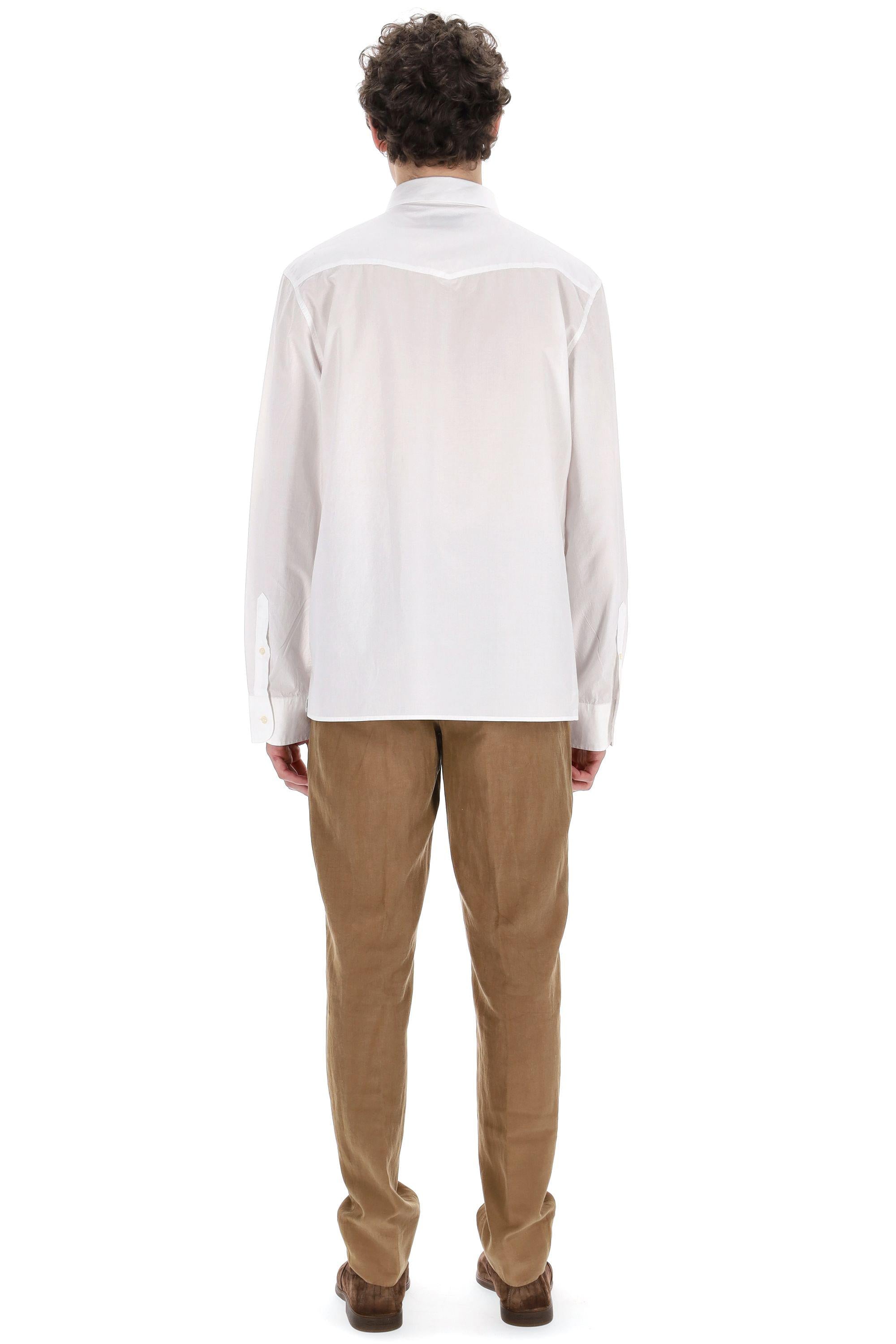 Officine Générale Camicia in popeline di cotone collo italiano MSHI002R WHIE