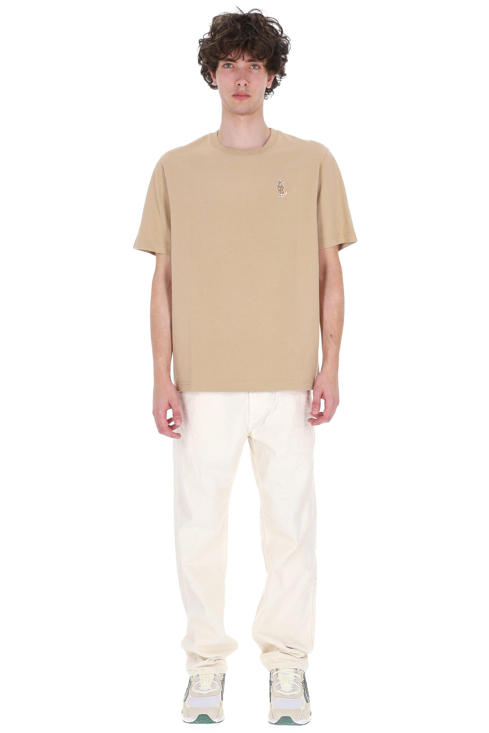 Maison Kitsuné T-shirt dressed fox in cotone QM00101KJ7025 ROASTED ALMOND