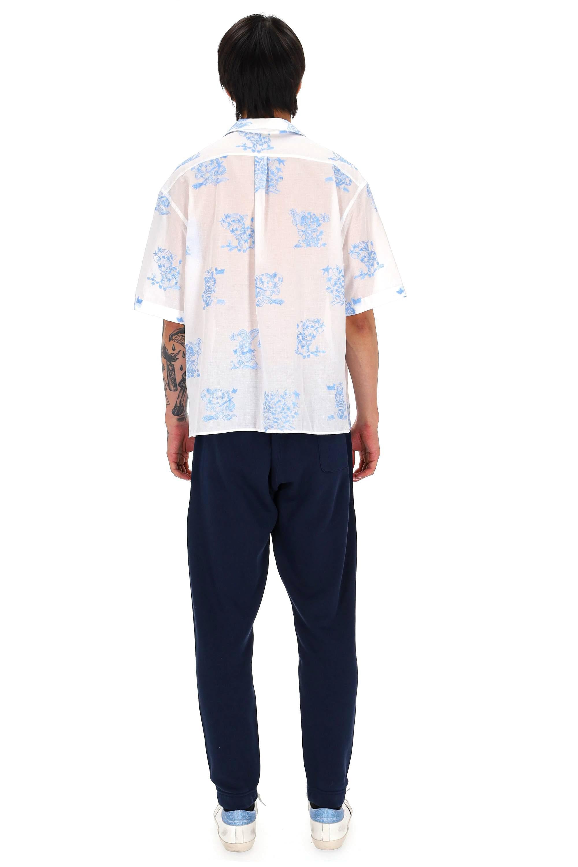 Kenzo Camicia mezza manica in cotone "cartoon hawaiaan" FG55CH1359EG 01