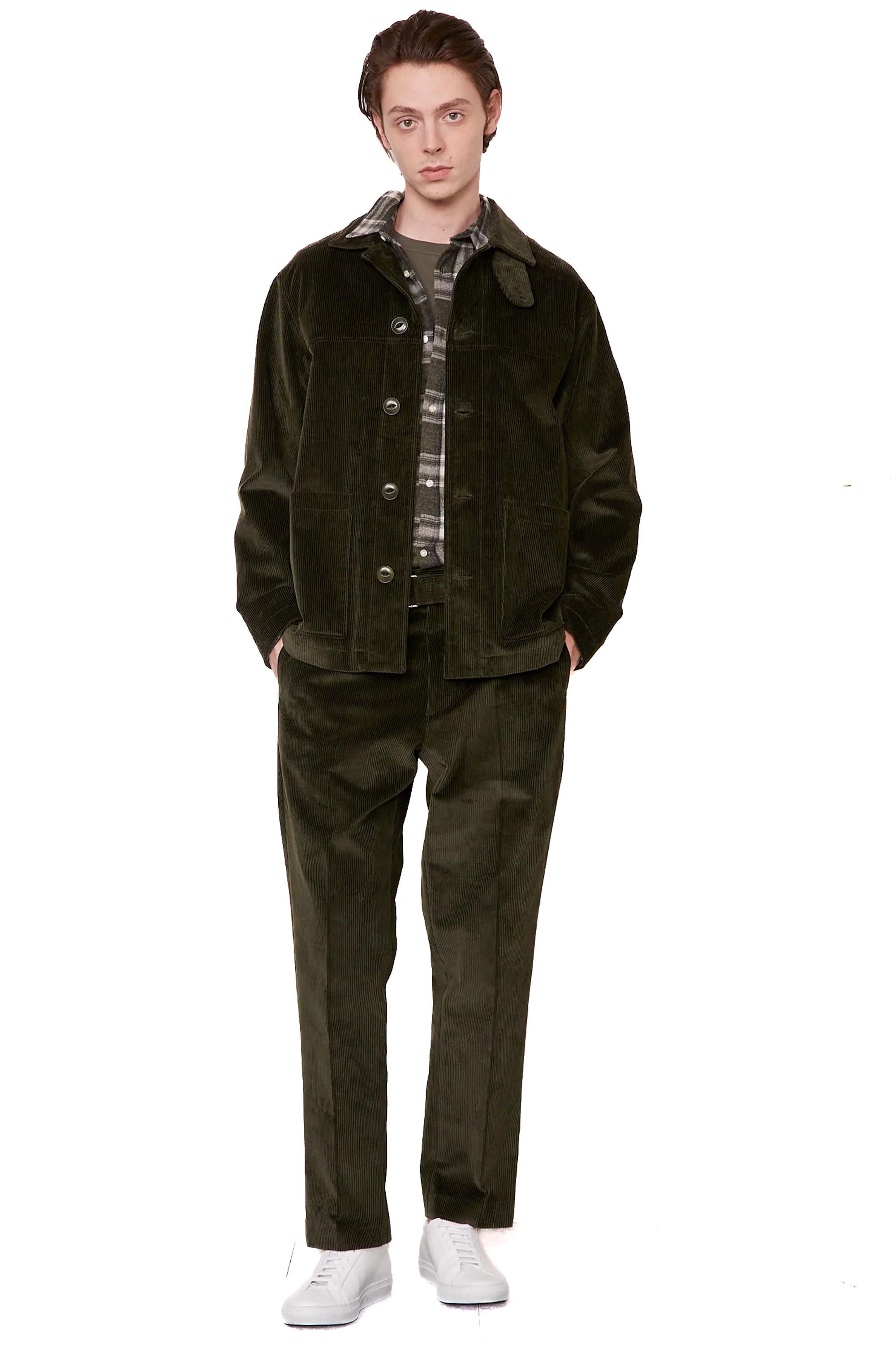 Officine Générale Work jacket in velluto a coste mod. Ulysse MOTW609 DARK LICHENE