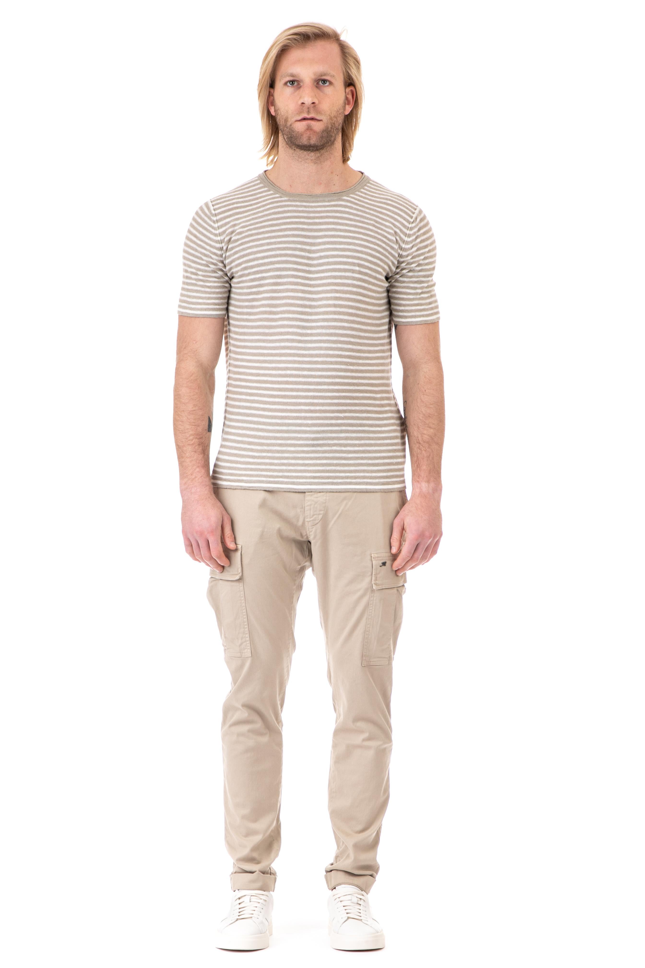 Roberto Collina T-shirt rigata in lino RN21021 RN2103