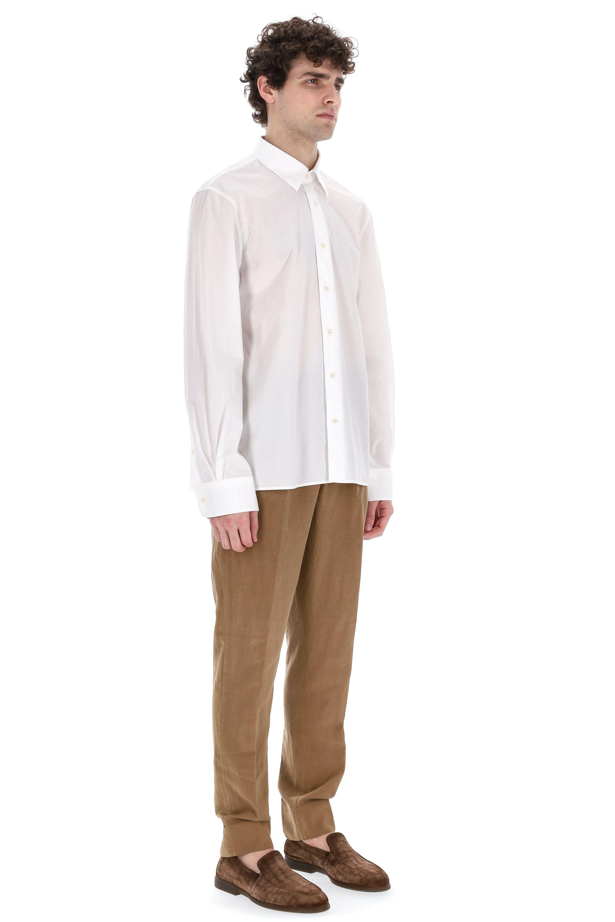 Officine Générale Camicia in popeline di cotone collo italiano MSHI002R WHIE