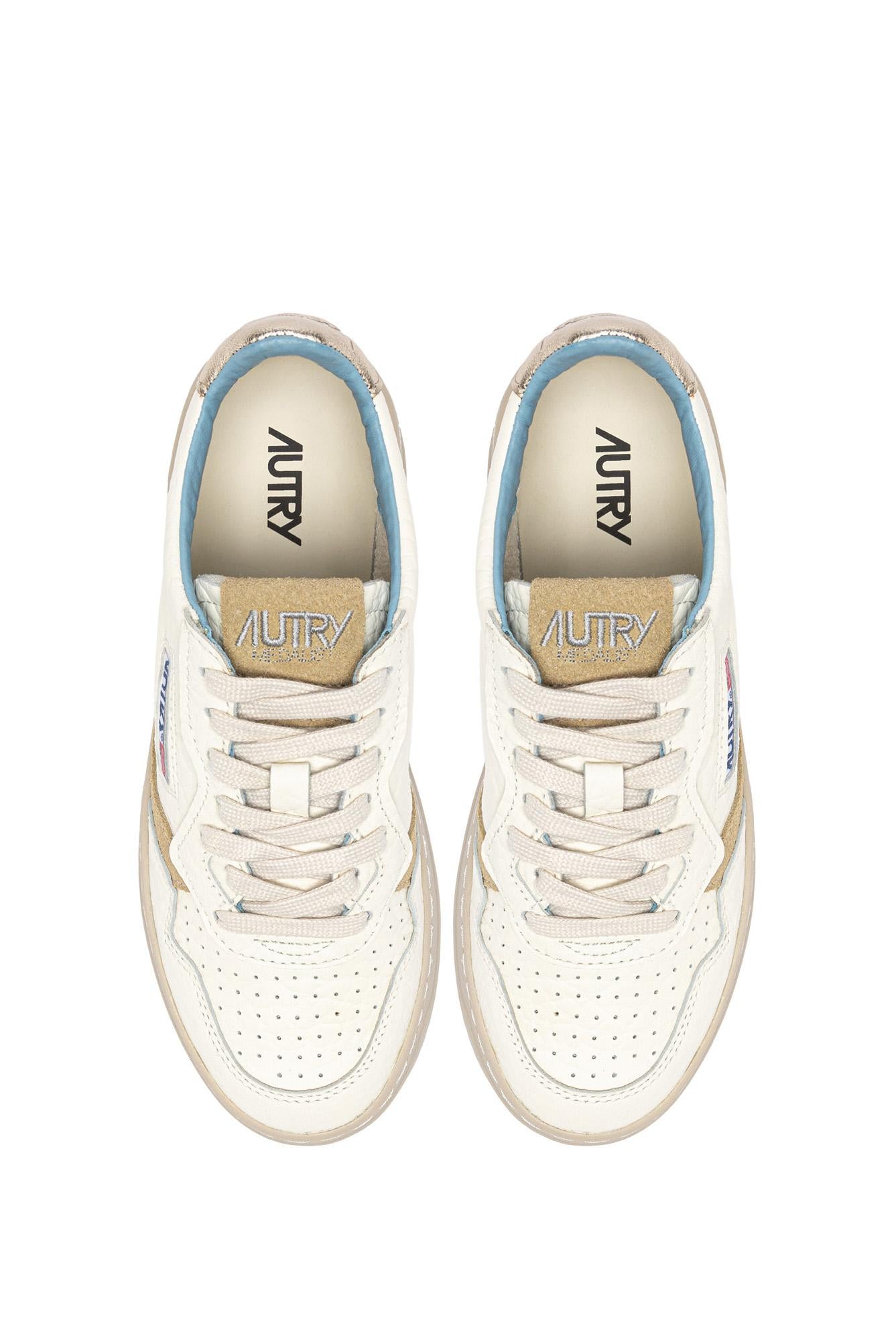 Autry Sneaker donna Medalist in pelle elephant dettagli azzurri AULW NE15 PLAT/SPON
