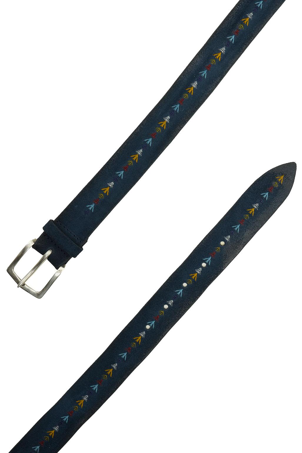 Orciani Cintura in pelle scamosciata con ricami U08392_HNS BLU
