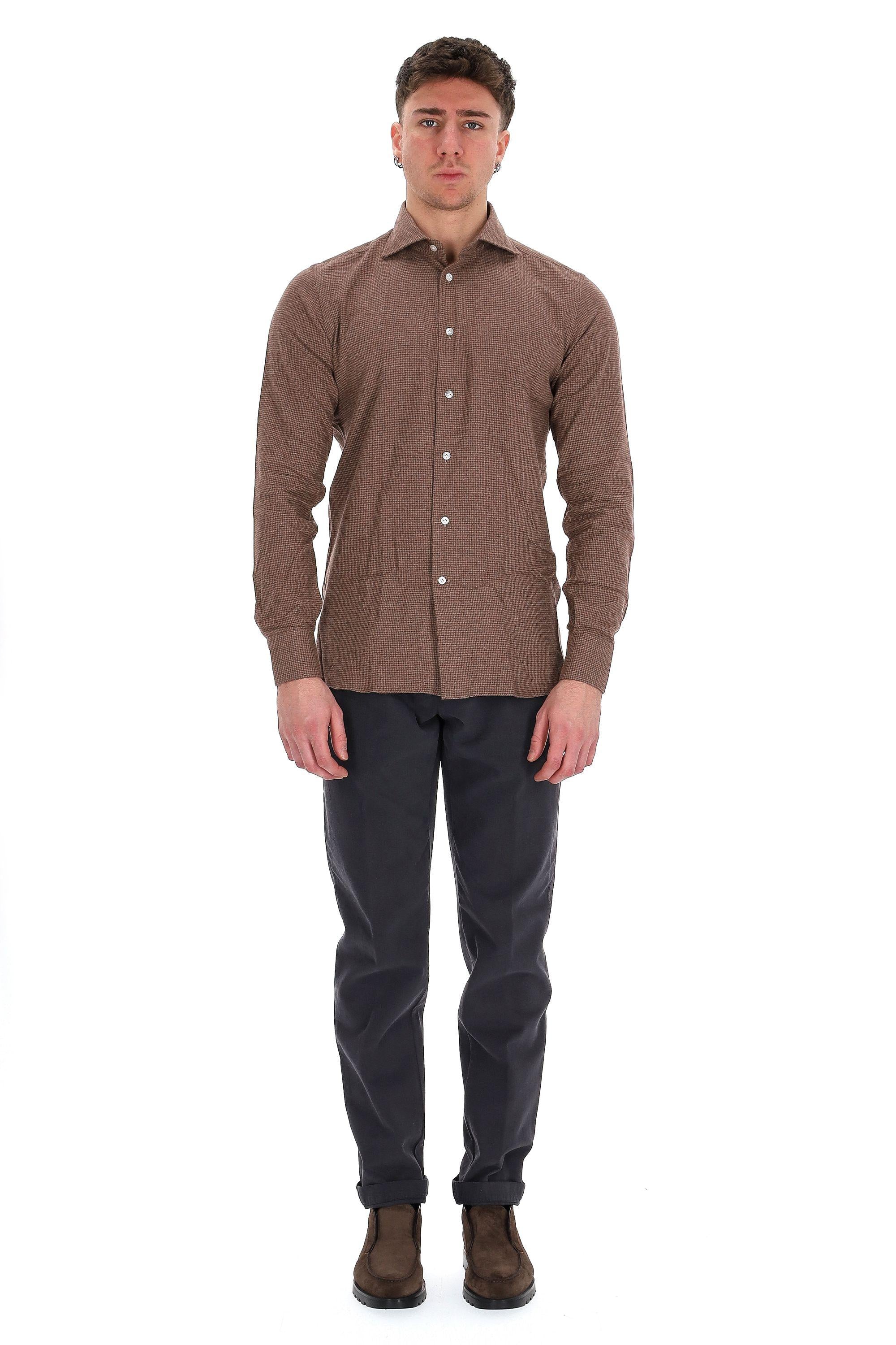 Borriello Camicia sartoriale in flanella pied de poule 19067 4