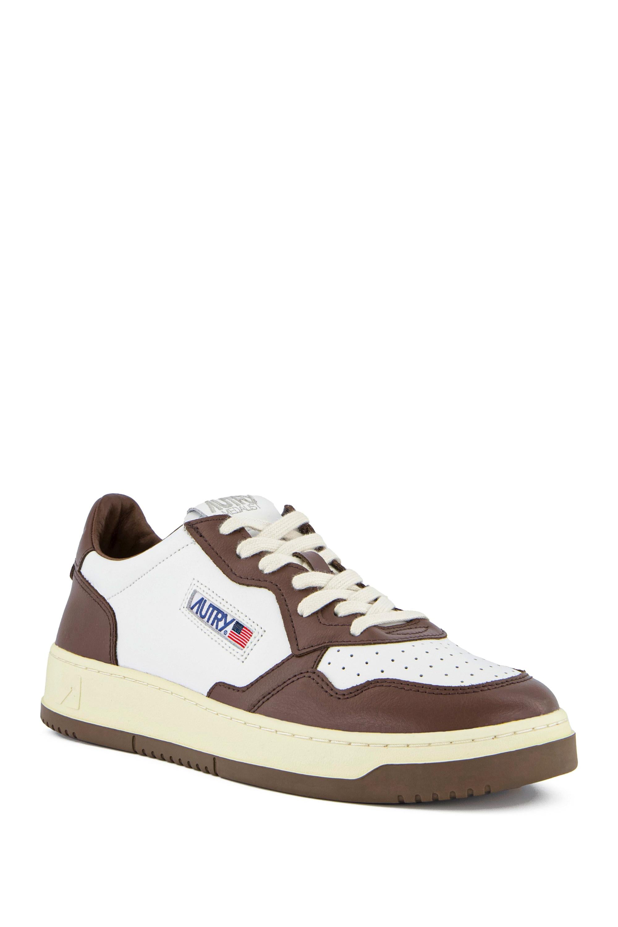 Sneaker Medalist bicolor in pelle AULM WB46 WHT/CHESTNUT Autry