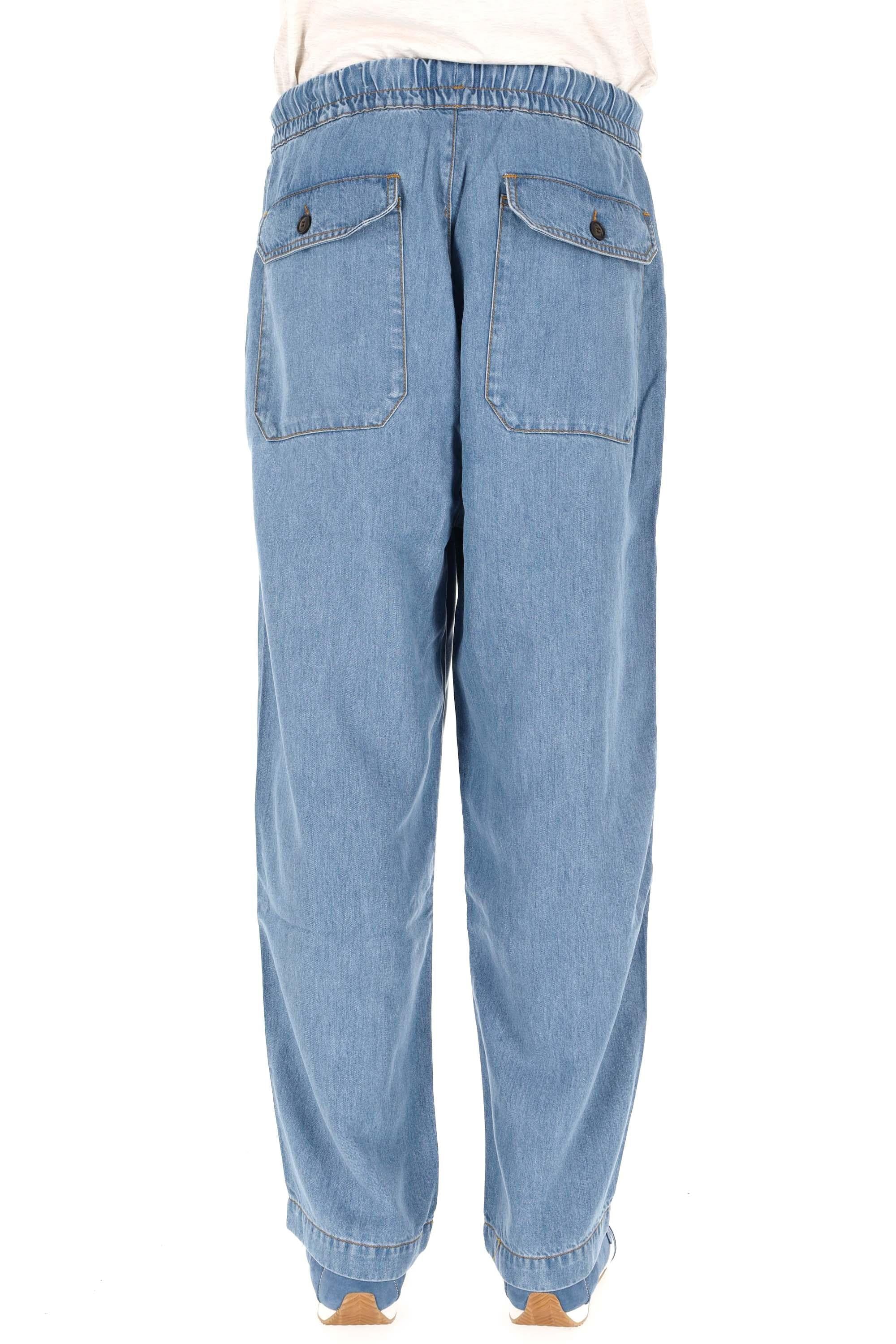 Officine Générale Jeans in lyocell con corda ed elastico mod. Ferry MCHN700 MID BLUE