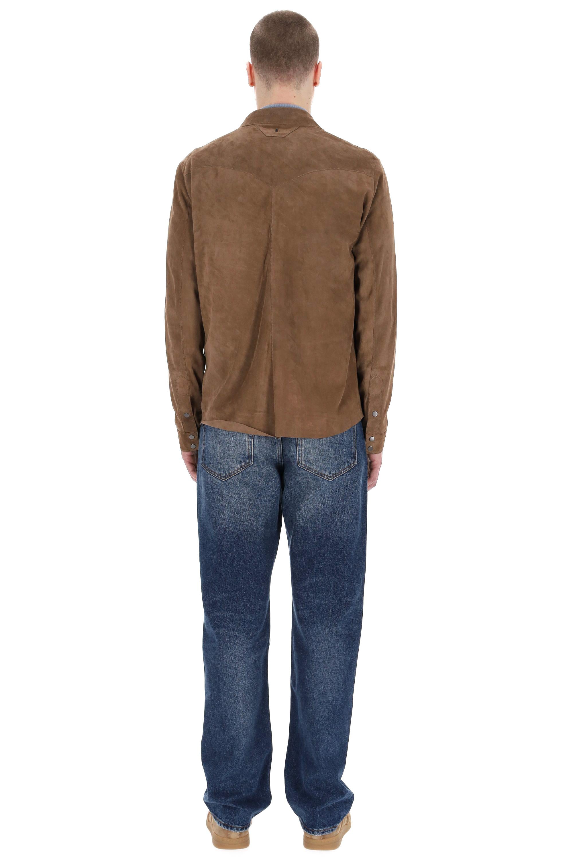 Salvatore Santoro Overshirt superlight in camoscio 48571-U COOKIE