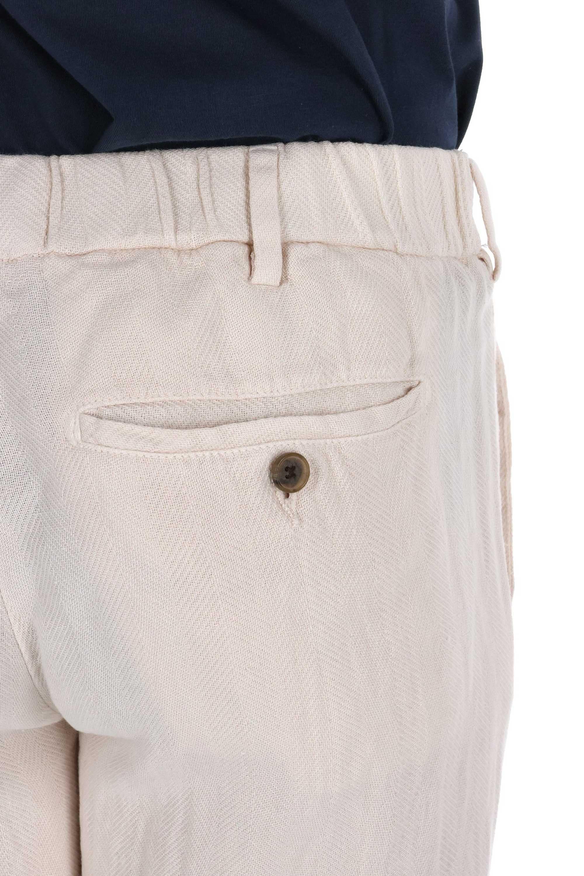 Pantalone a spina di pesce in cotone-lino Apollo 25M12L 78-2 04 Myths