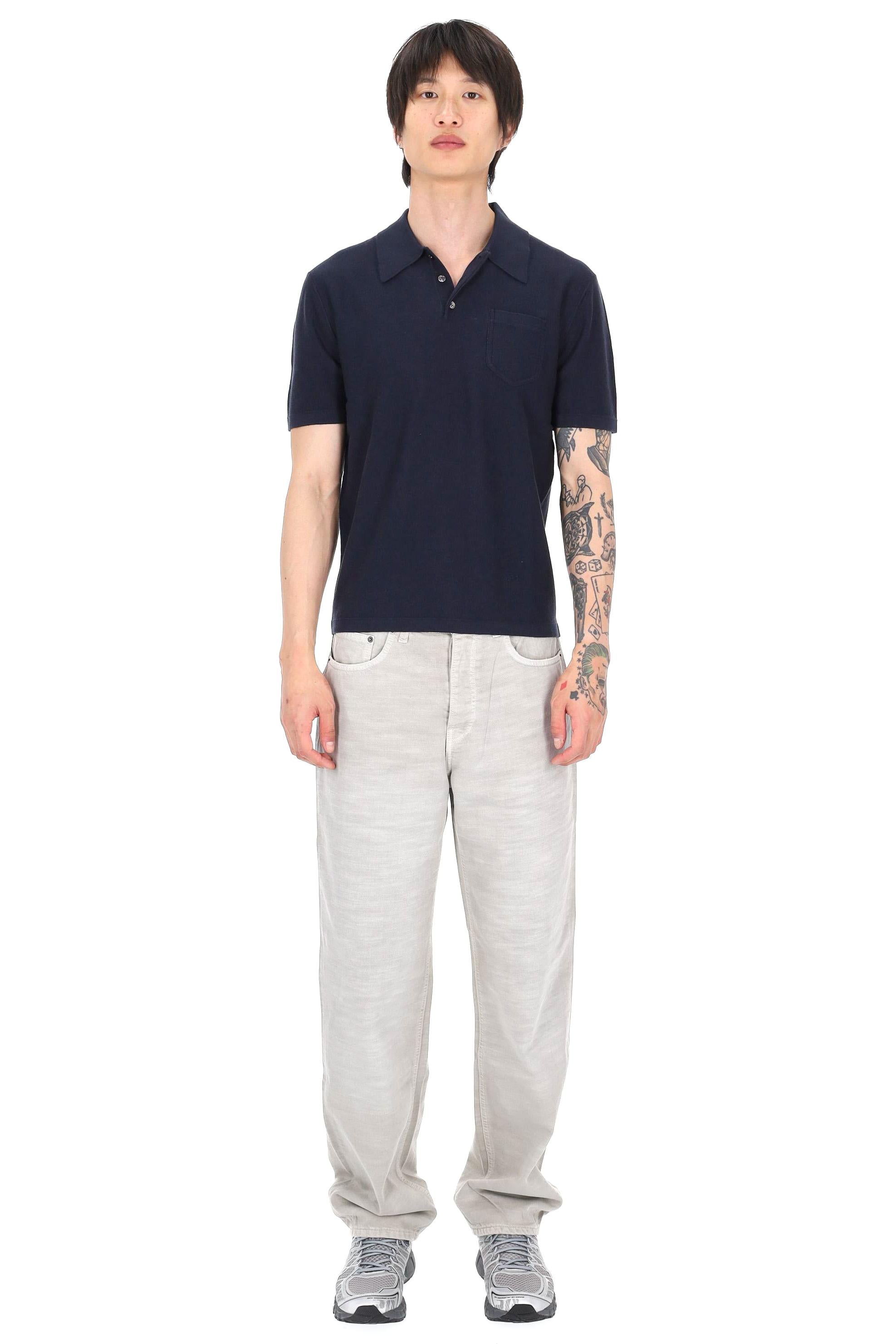 A.P.C. Polo in cotone-cashmere con taschino COHNX-H23476 IAK-DARK NAVY