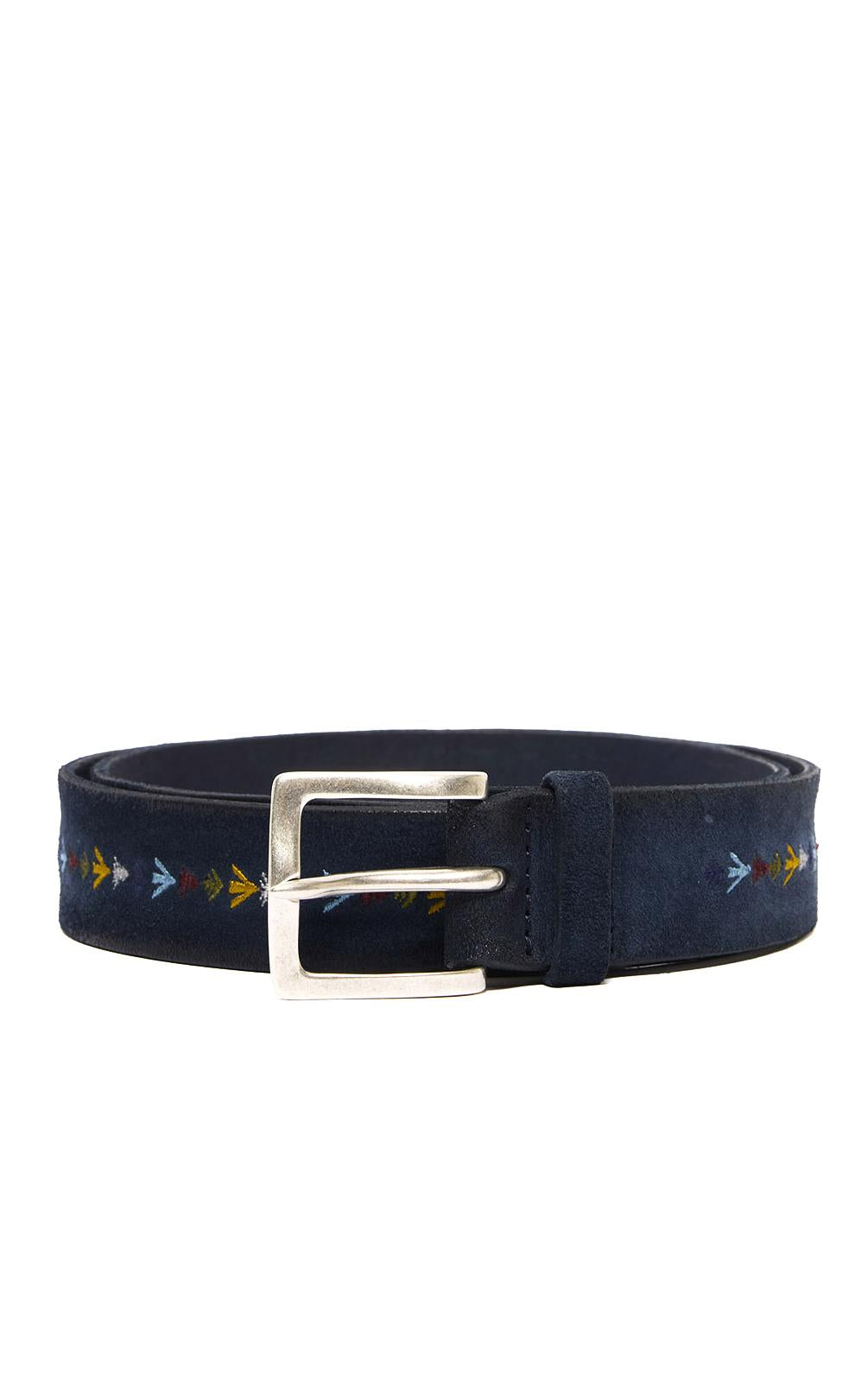 Orciani Cintura in pelle scamosciata con ricami U08392_HNS BLU