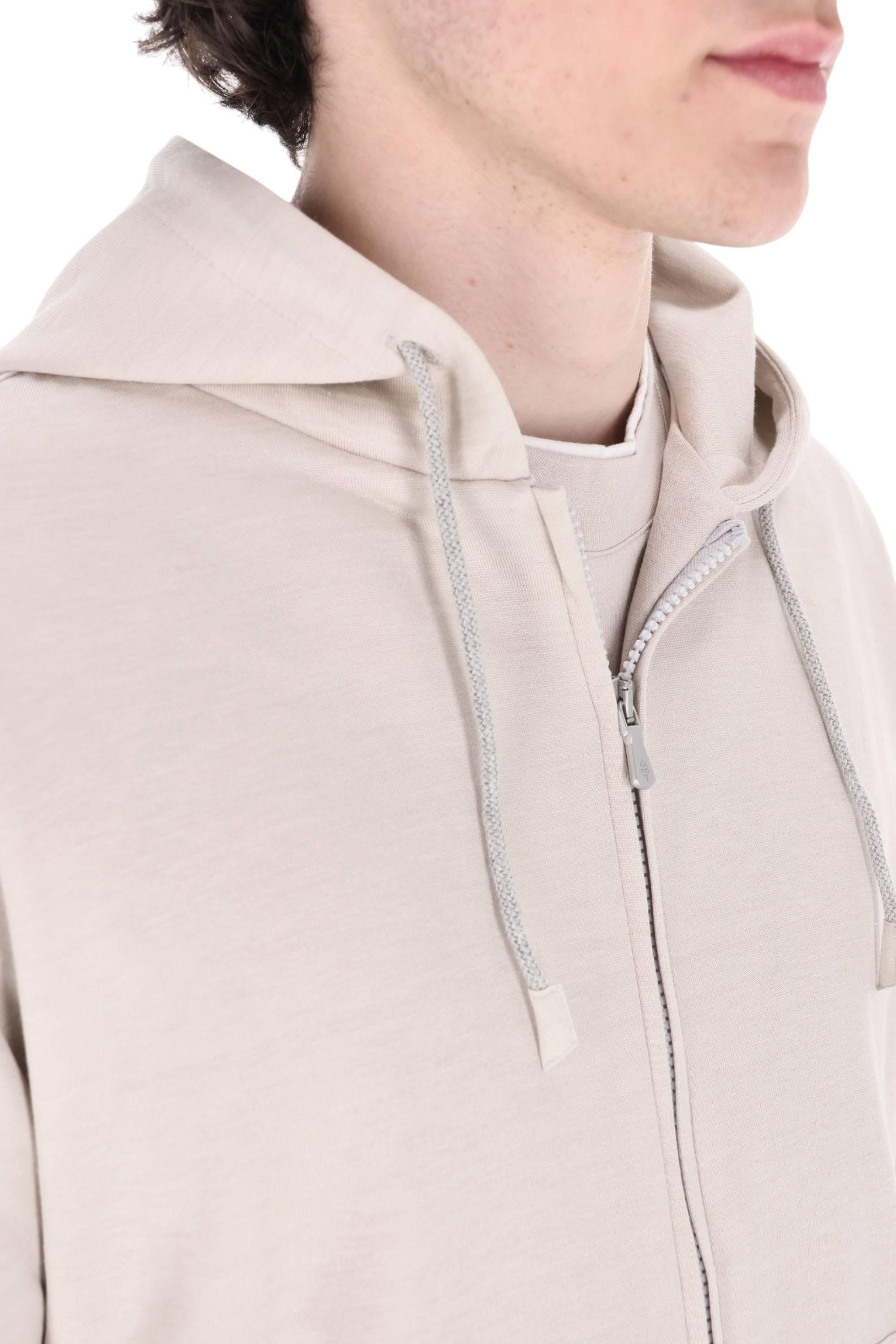Eleventy Felpa con cappuccio in seta-cotone M75FELK23 TES0K034 02