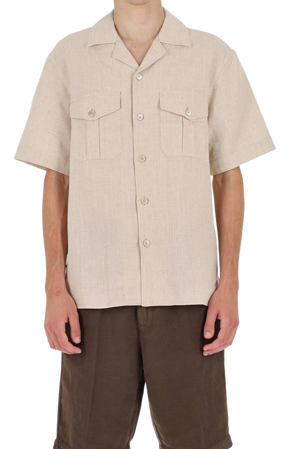 Eleventy Camicia in viscosa-lino-cotone collo bowling M75CAMM04 TES0M134 00