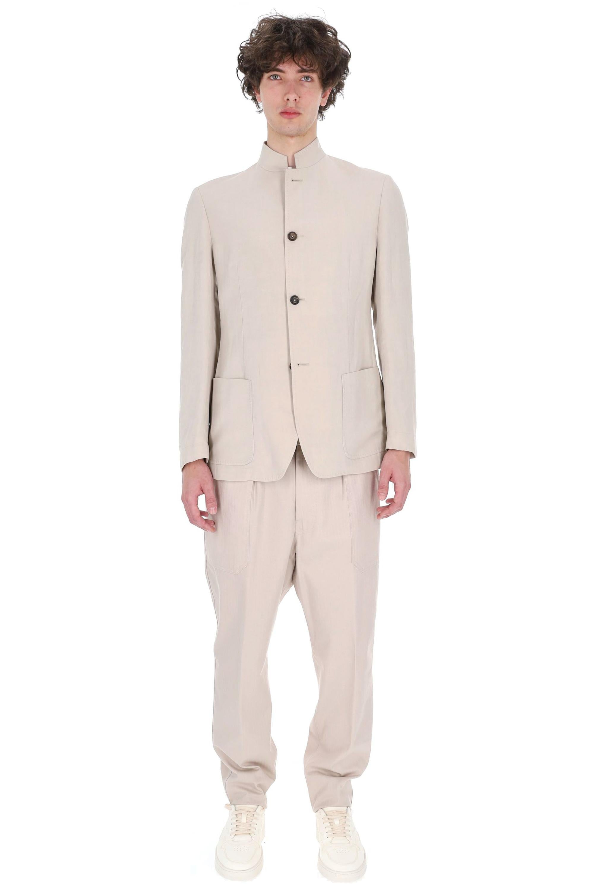 Eleventy Giacca modello Mao collo coreano in lyocell-lino M75GIAM05 TES0M116 02