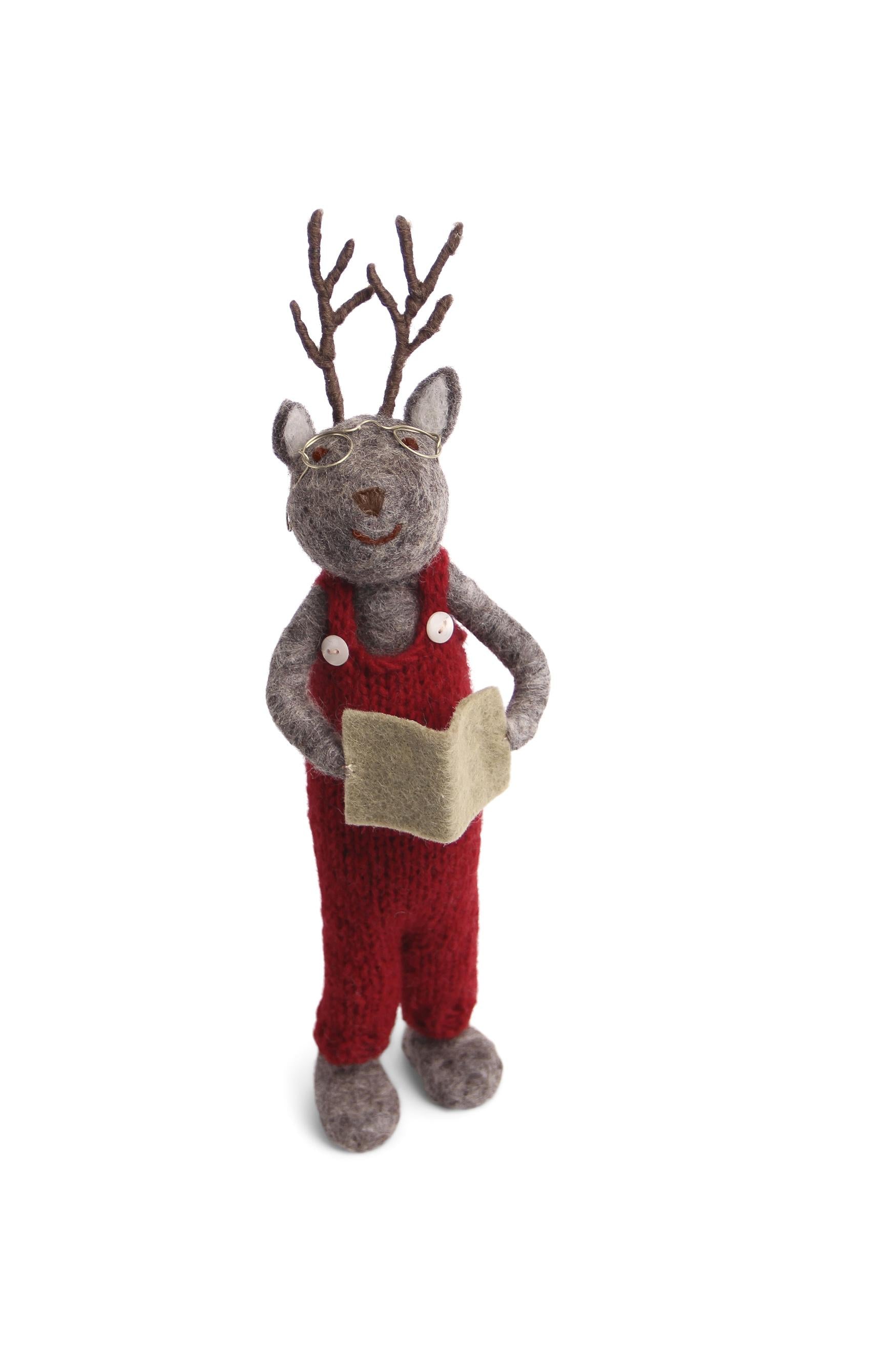 Gry&Sif Renna grande grigia con libro 85522 NN