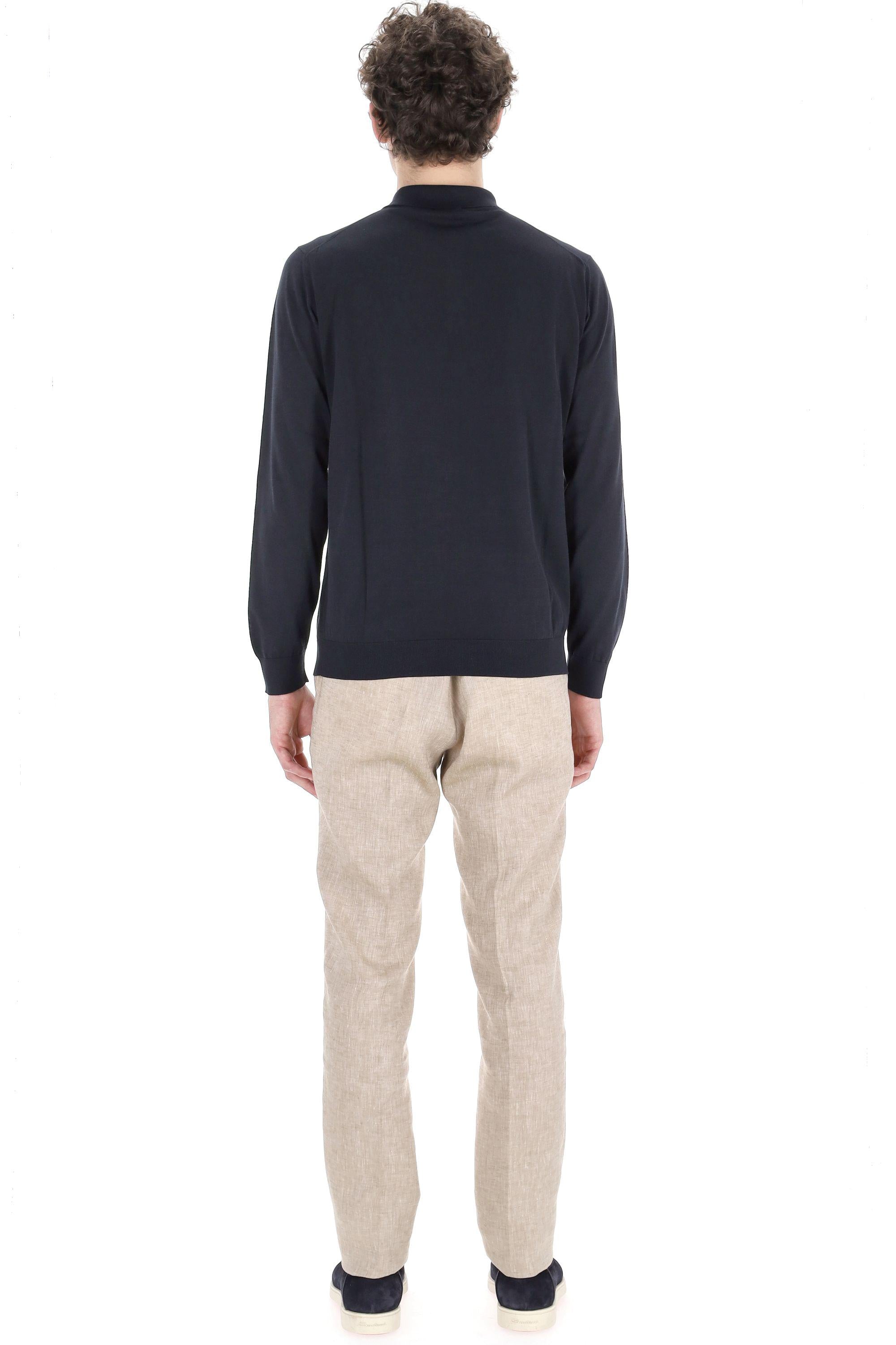 Polo manica lunga in leggero cotone D0GN214 795 Drumohr