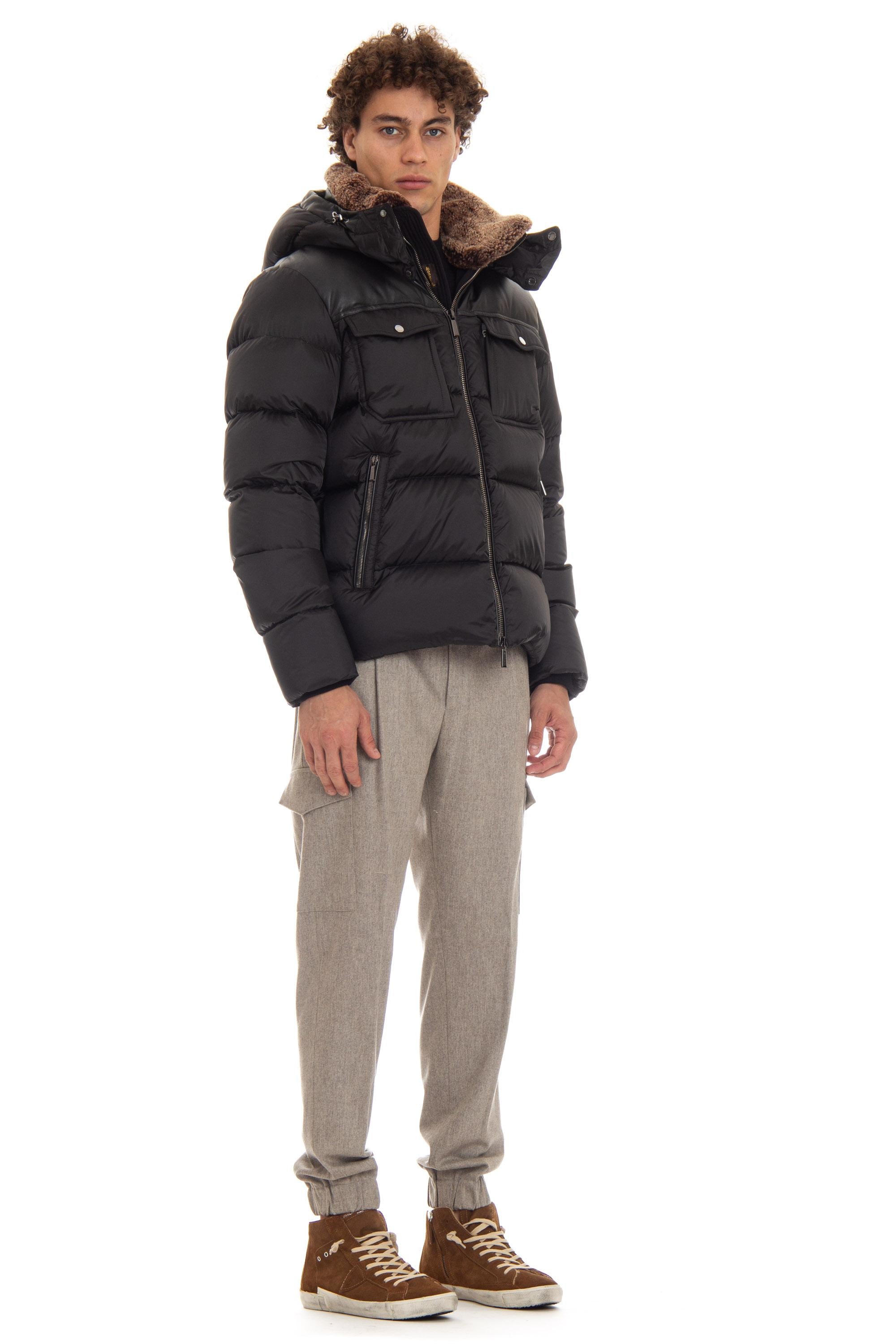 Moorer Bomber in nylon e pelle modello Alarick-Peh ALARICK-PEH NERO