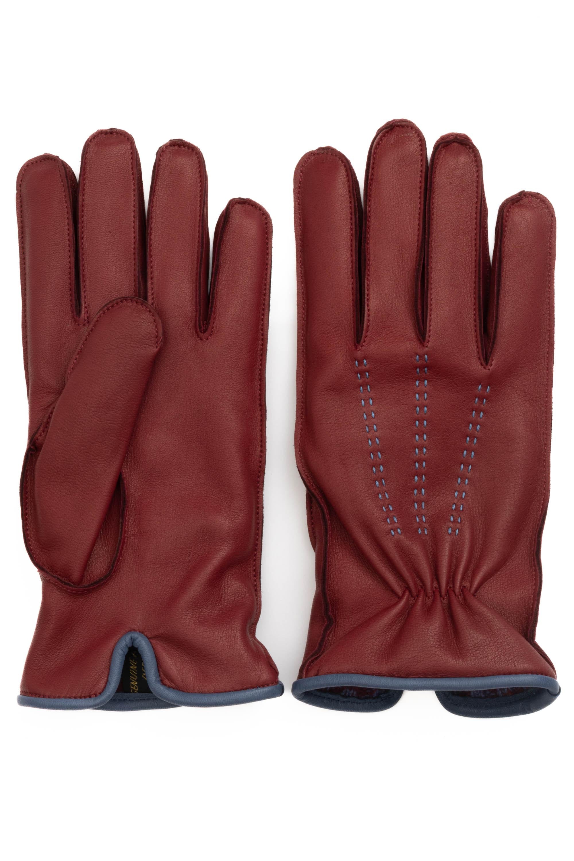 Guanto in cervo foderato in cashmere 57 BORDEAUX Restelli