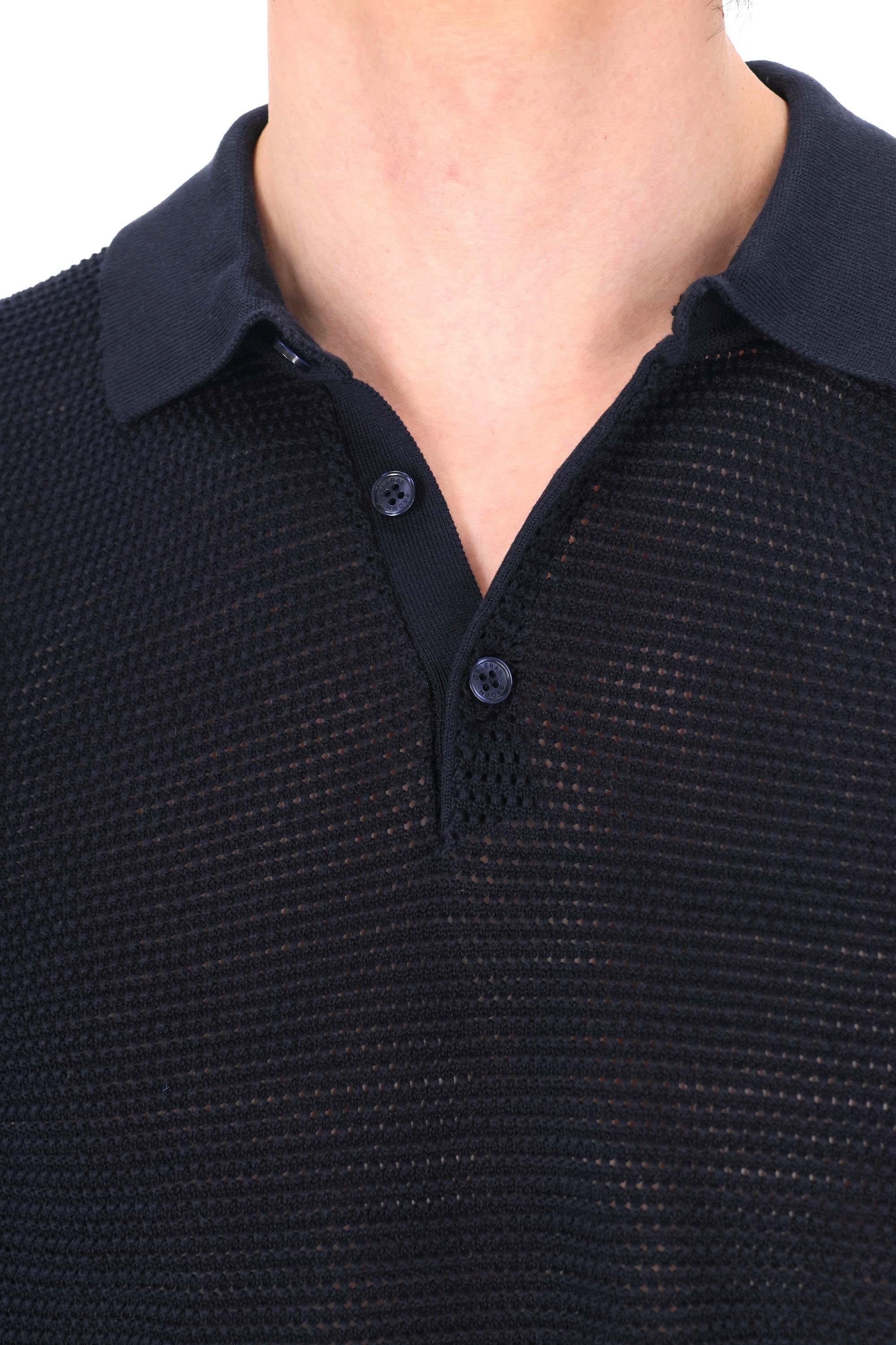 Orlebar Brown Polo tie stitch in cotone-seta mod. Burnham 281852 NIGHT IRIS