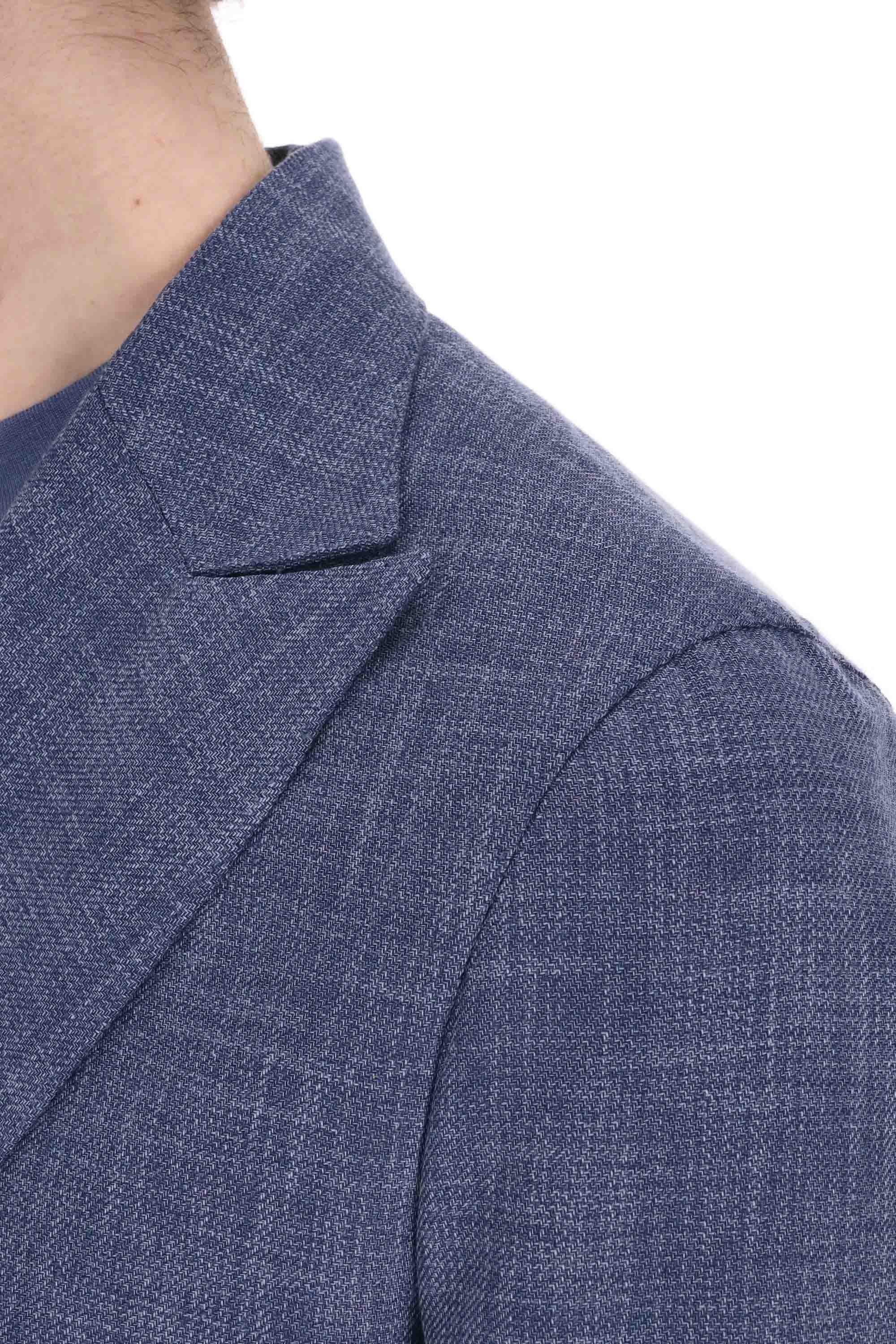 Barba Giacca doppiopetto tramata in cotone-lana Easywear EJ_48012 AZZ