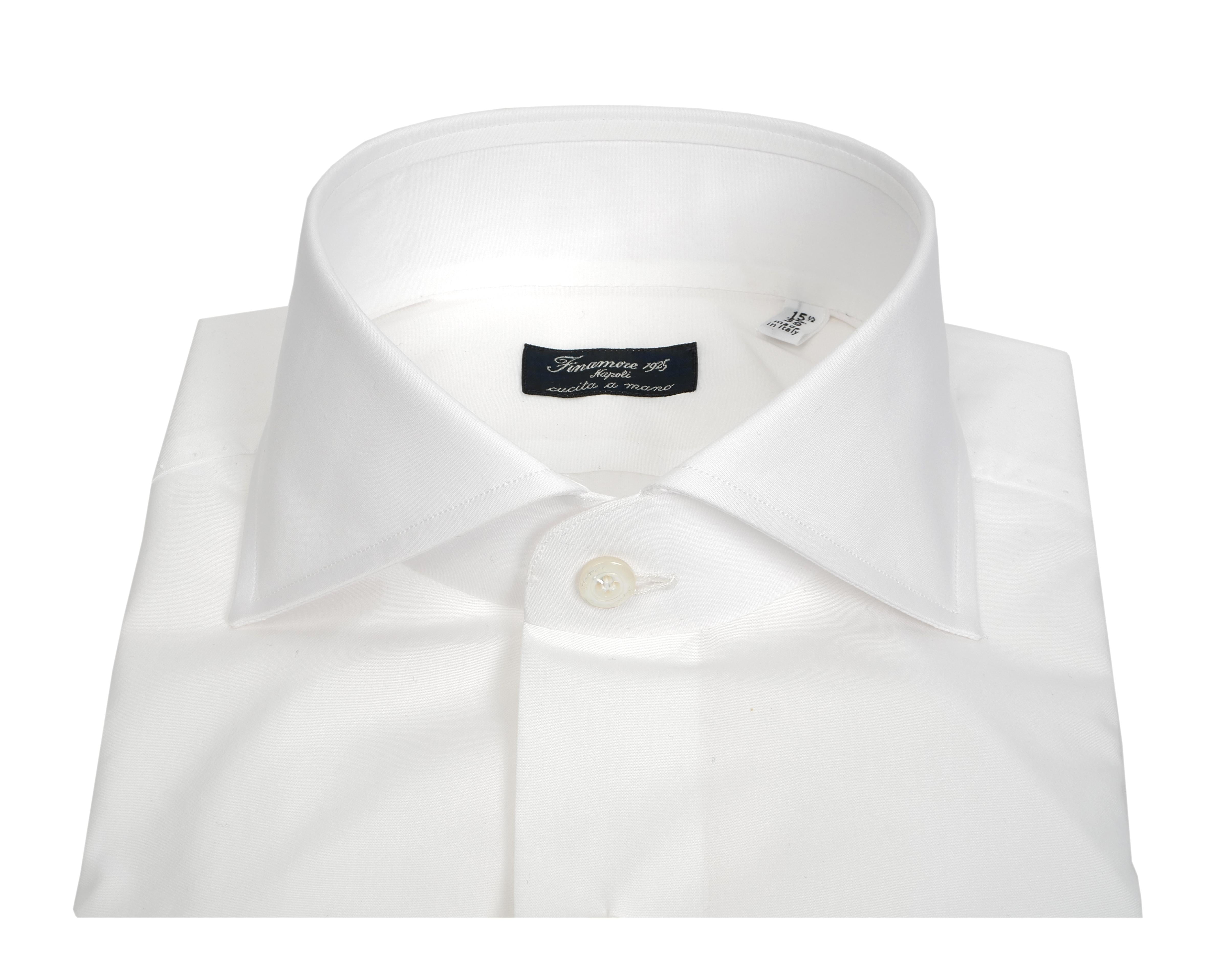 Finamore Camicia sartoriale in cotone popeline doppio ritorto linea napoli N-14001-C0147-EDUARDO 1