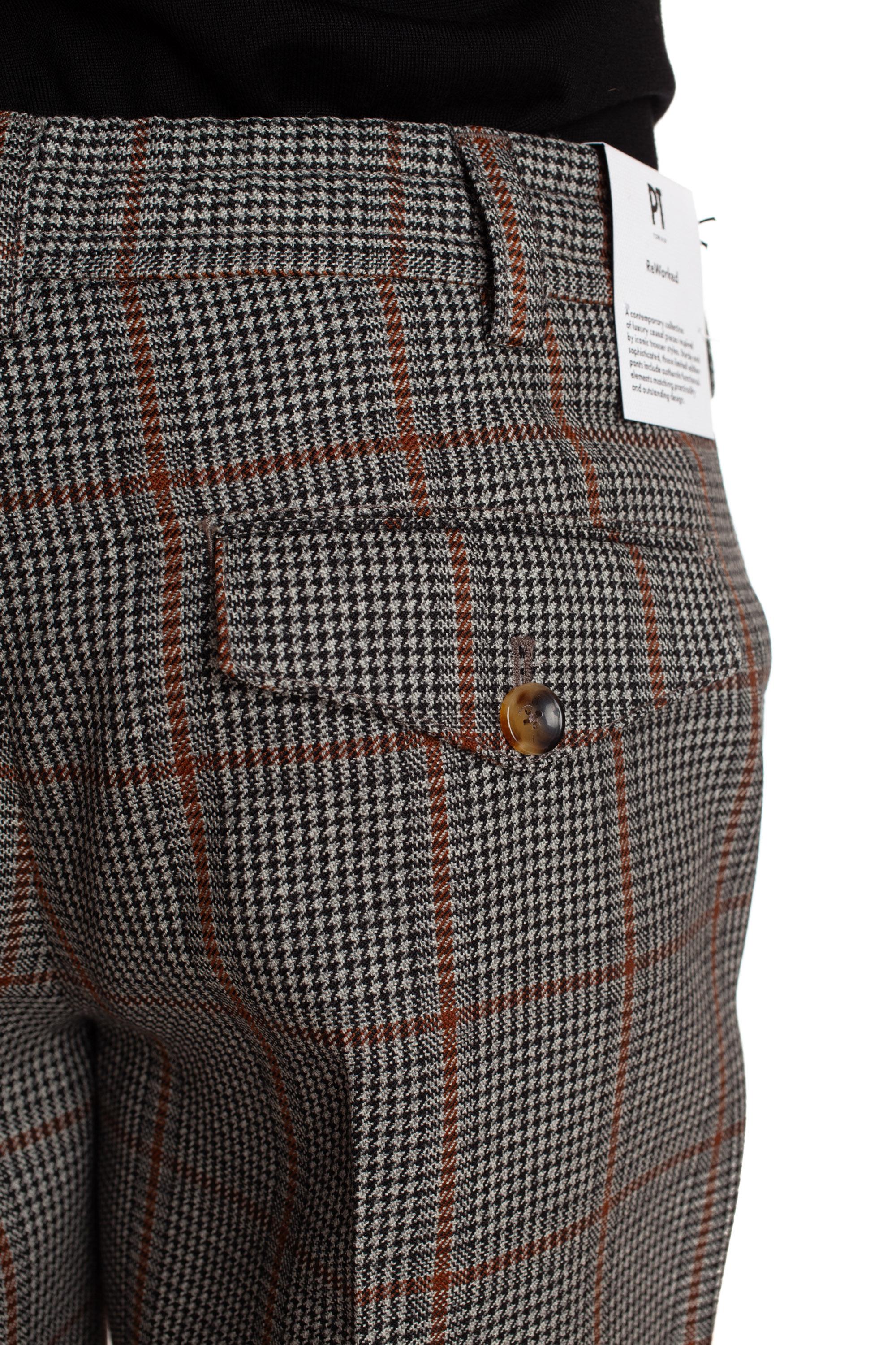Pantalone check in lana Rebel fit RFRBB30REW MR54 0150 PT Torino