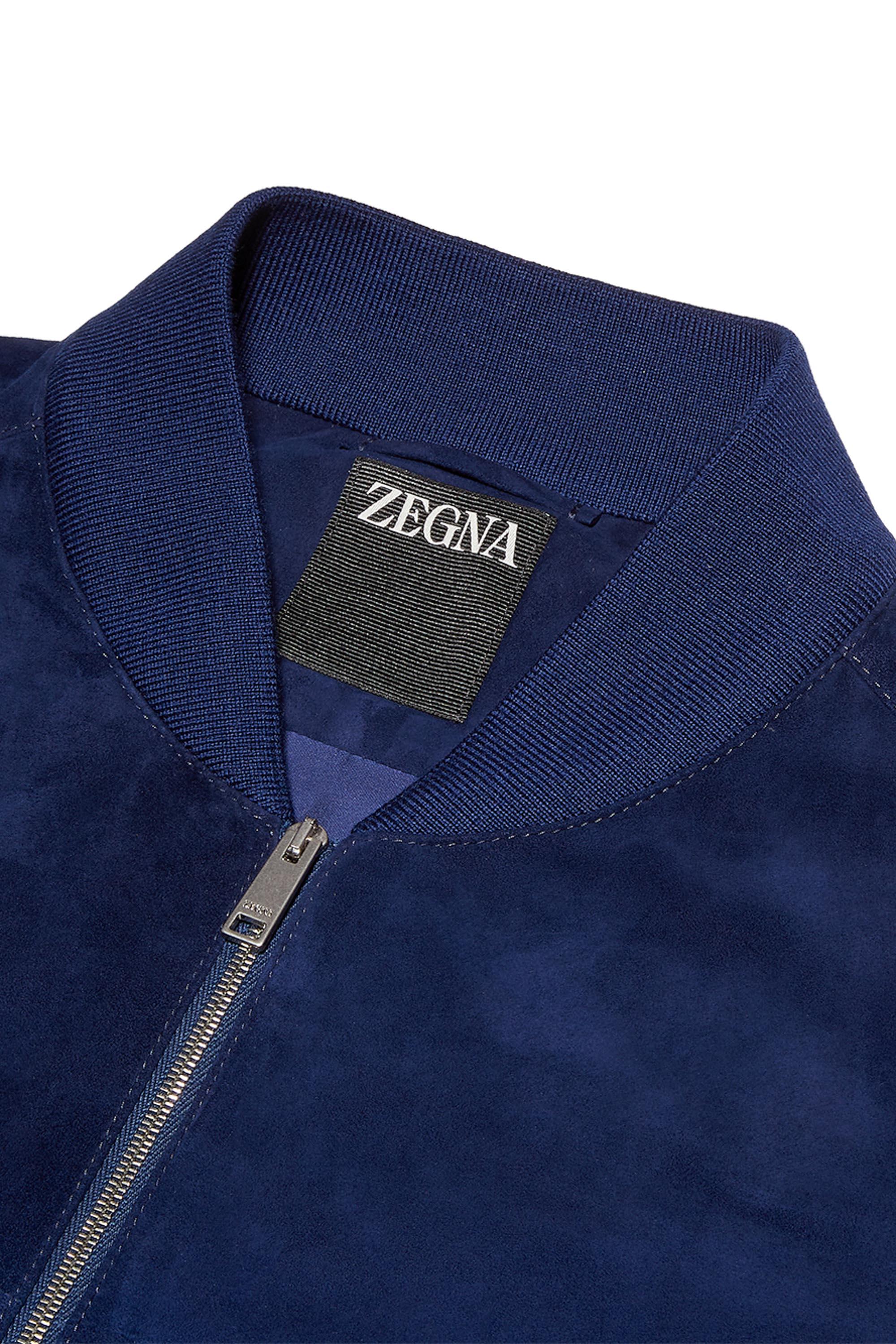 Zegna Bomber in camoscio collo baseball UDPVMA7-D169 B07