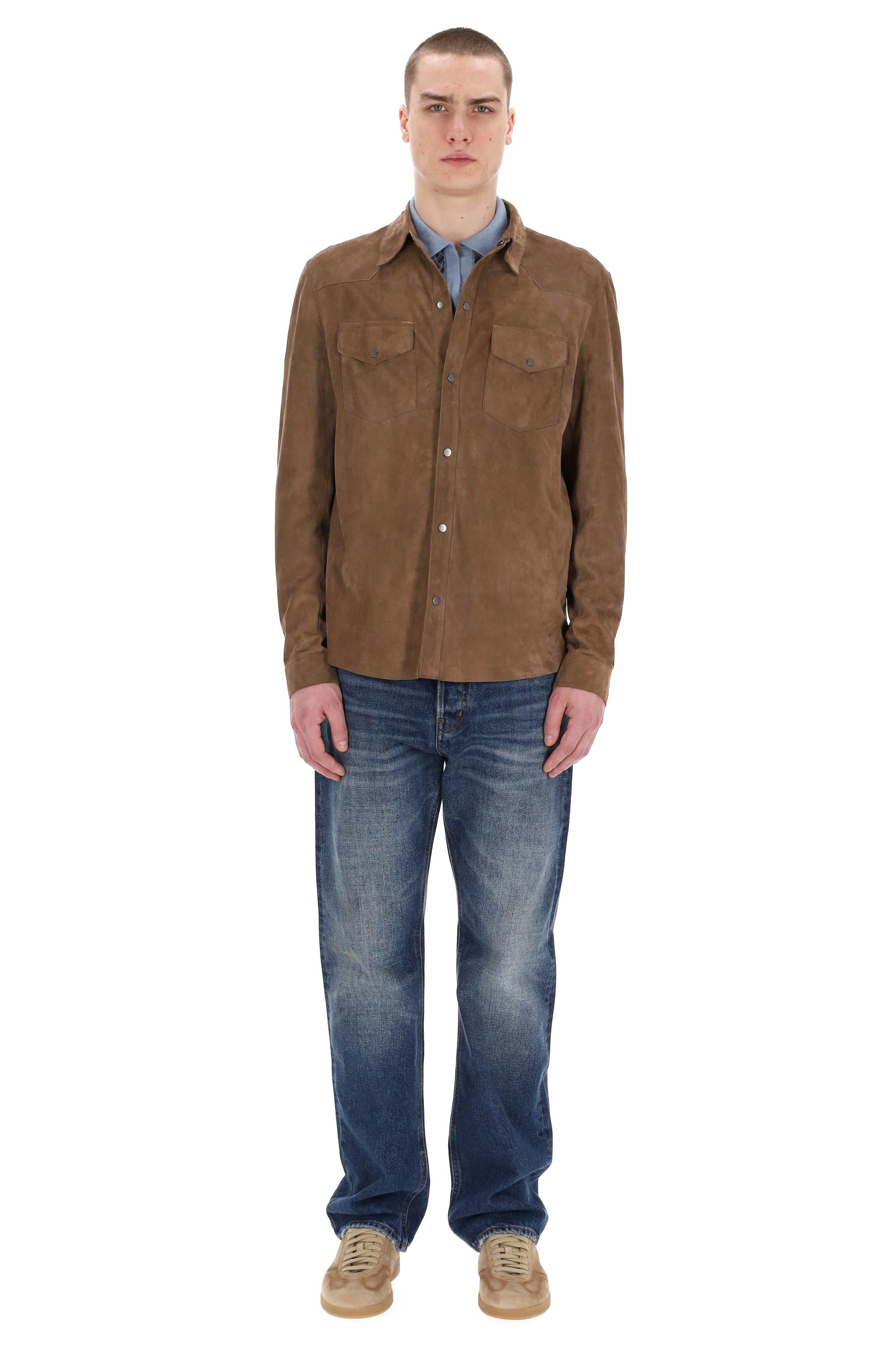 Salvatore Santoro Overshirt superlight in camoscio 48571-U COOKIE