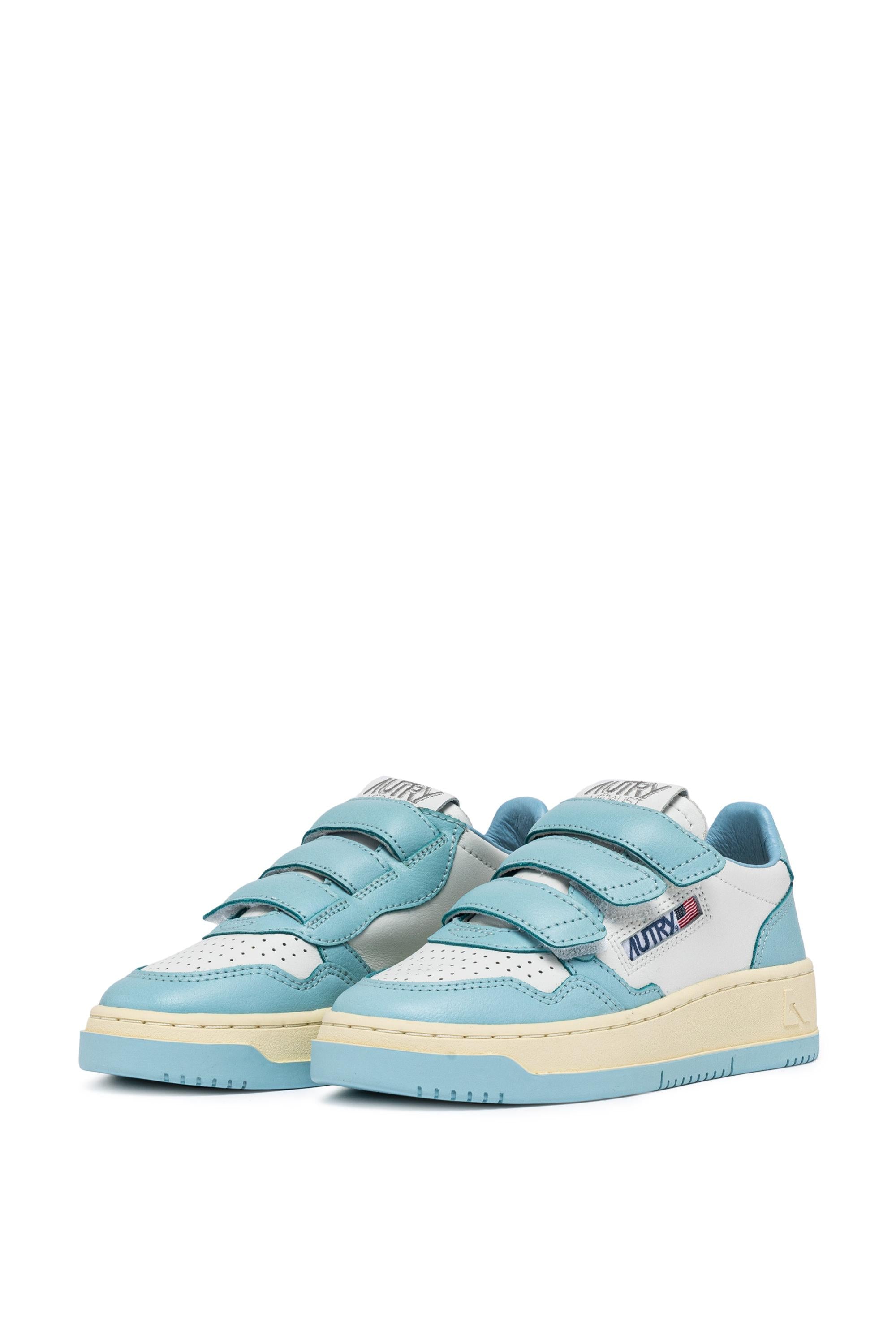 Autry Sneaker Medalist bambino bicolor in pelle con strappi KILK WB03 WHT/ACQUAT
