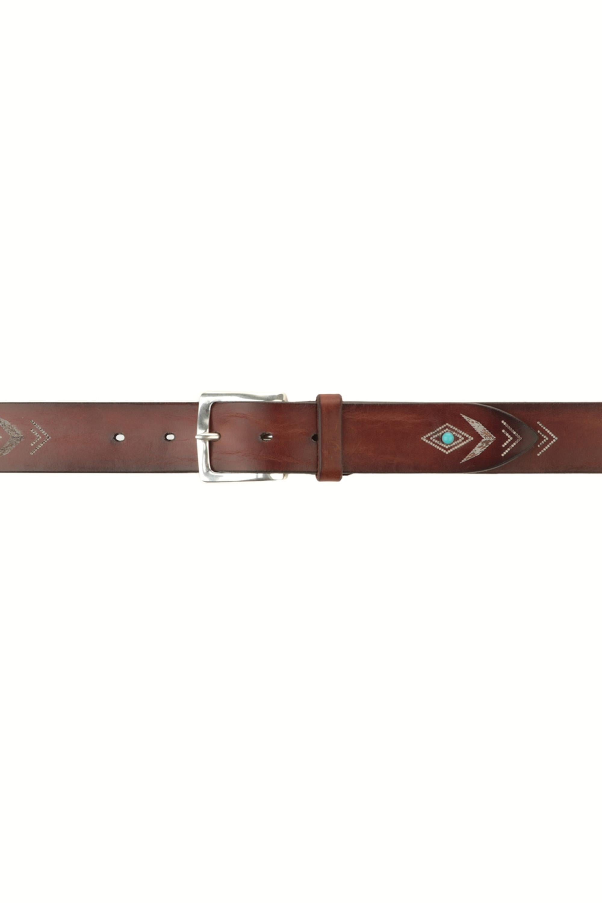Orciani Cintura in pelle laserata con turchesi U08262 BRUCIATO