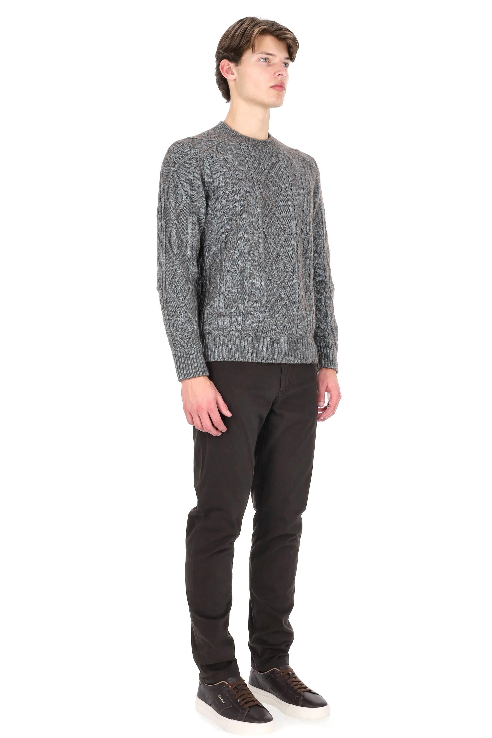 Herno Maglia girocollo a trecce vanisee in cotone-yak-lana MG000194U-72116 9095
