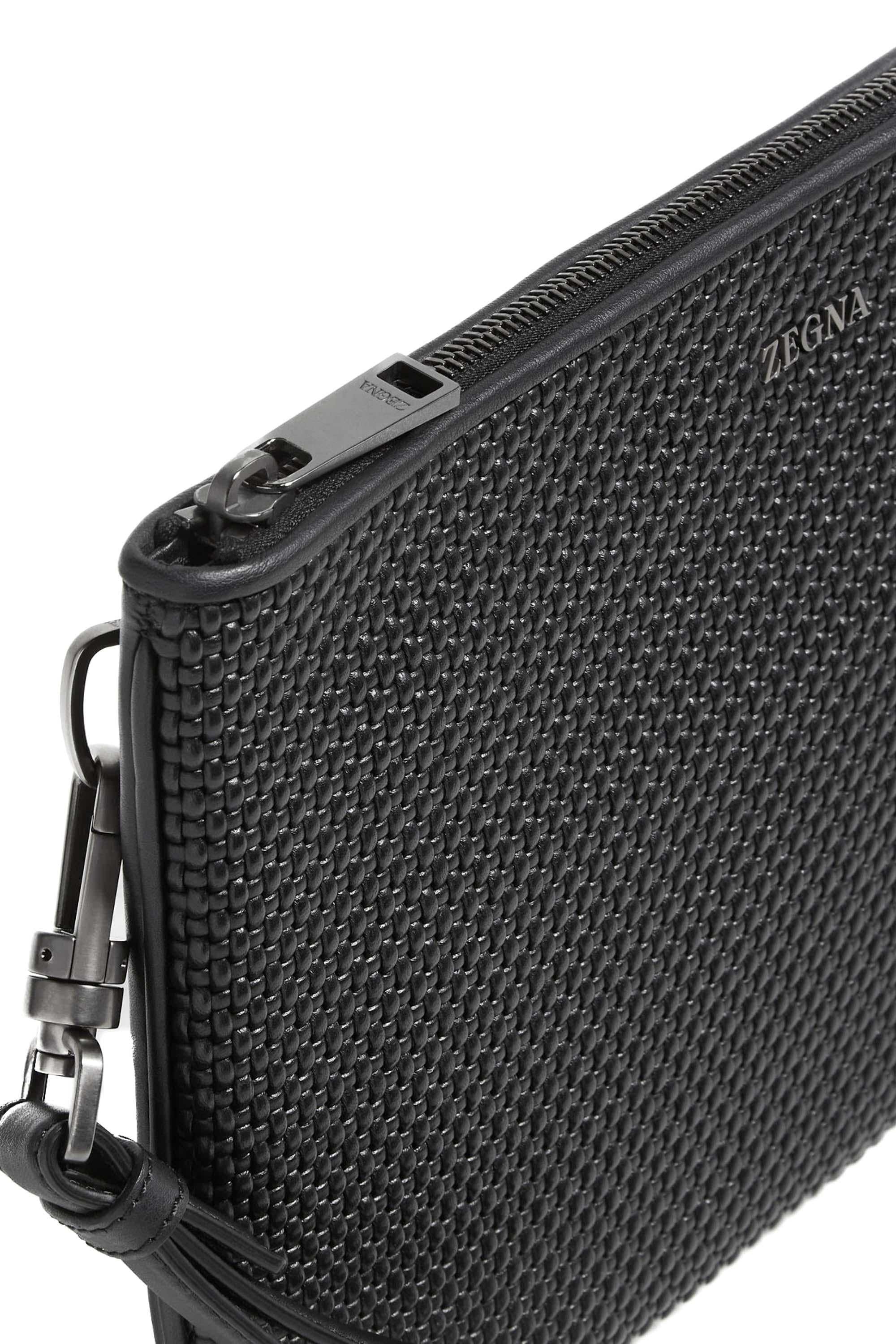 Pouch in pelle tessuta LHPTB C1908Z NER Zegna