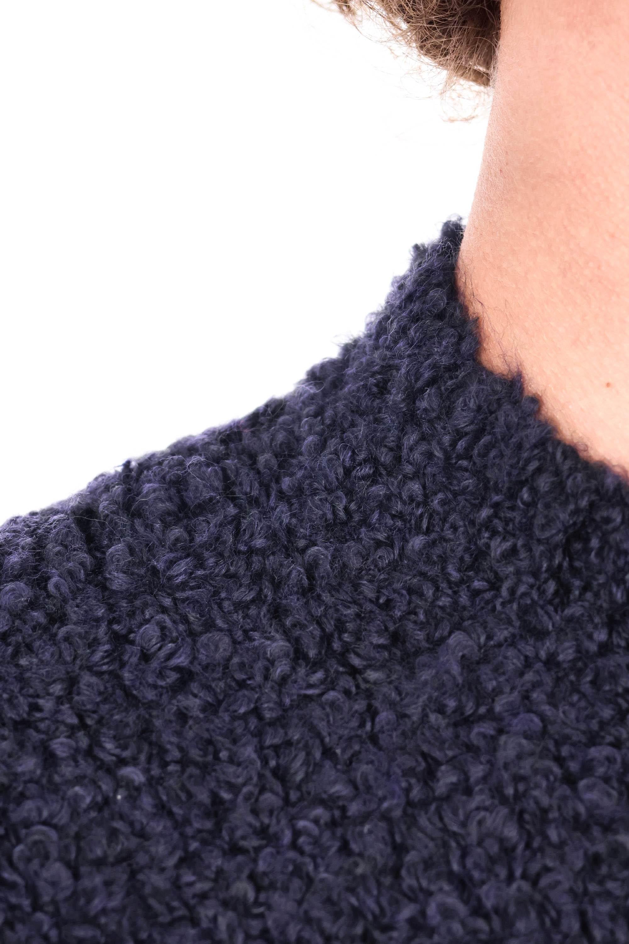 Tagliatore Maglia girocollo in lana-viscosa effetto bouclè BRAYS-25I397 BLU