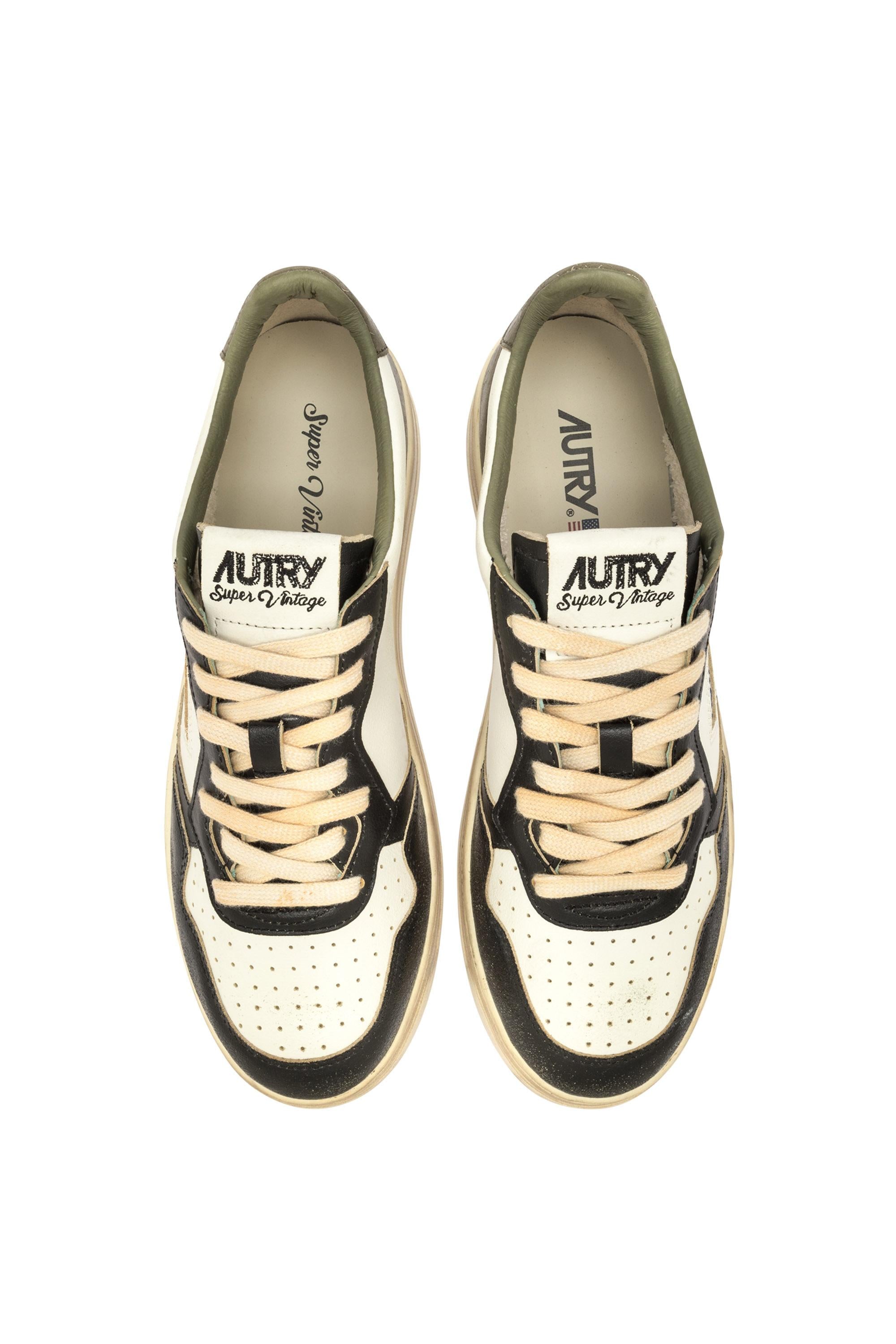 Autry Sneaker Super Vintage con retro in pelle craclè AVLM SV46 WHT/CVGR/BLK