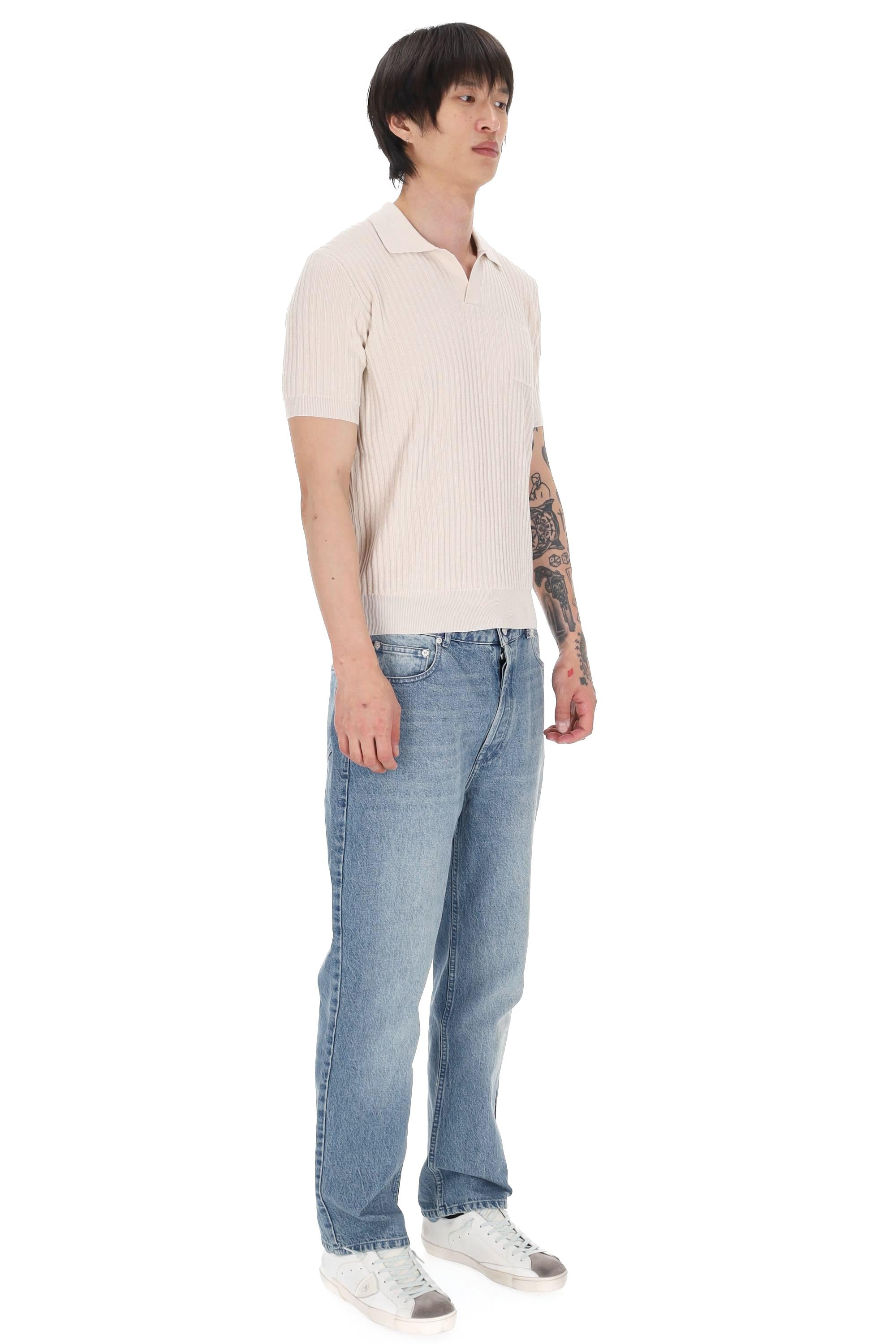 Roberto Collina Polo a costine in cotone open collar con taschino MYA13124 03