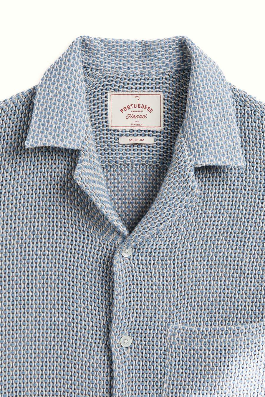 Portuguese Flannel Camicia Agora tramata collo bowling 004 PASTEL BL