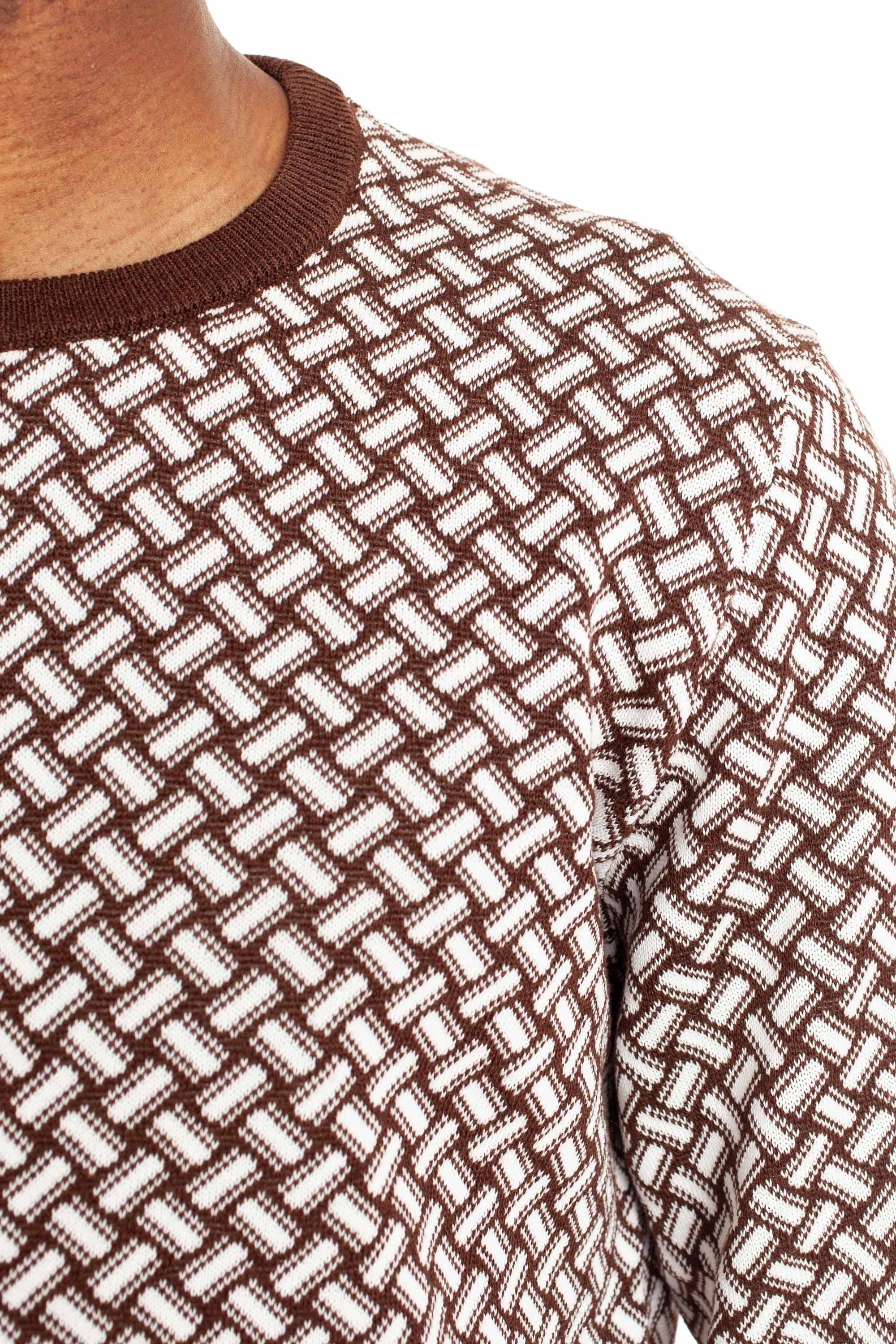 Drumohr Maglia girocollo in cotone-lino fantasia biscottino D9LZ113N/5 B32