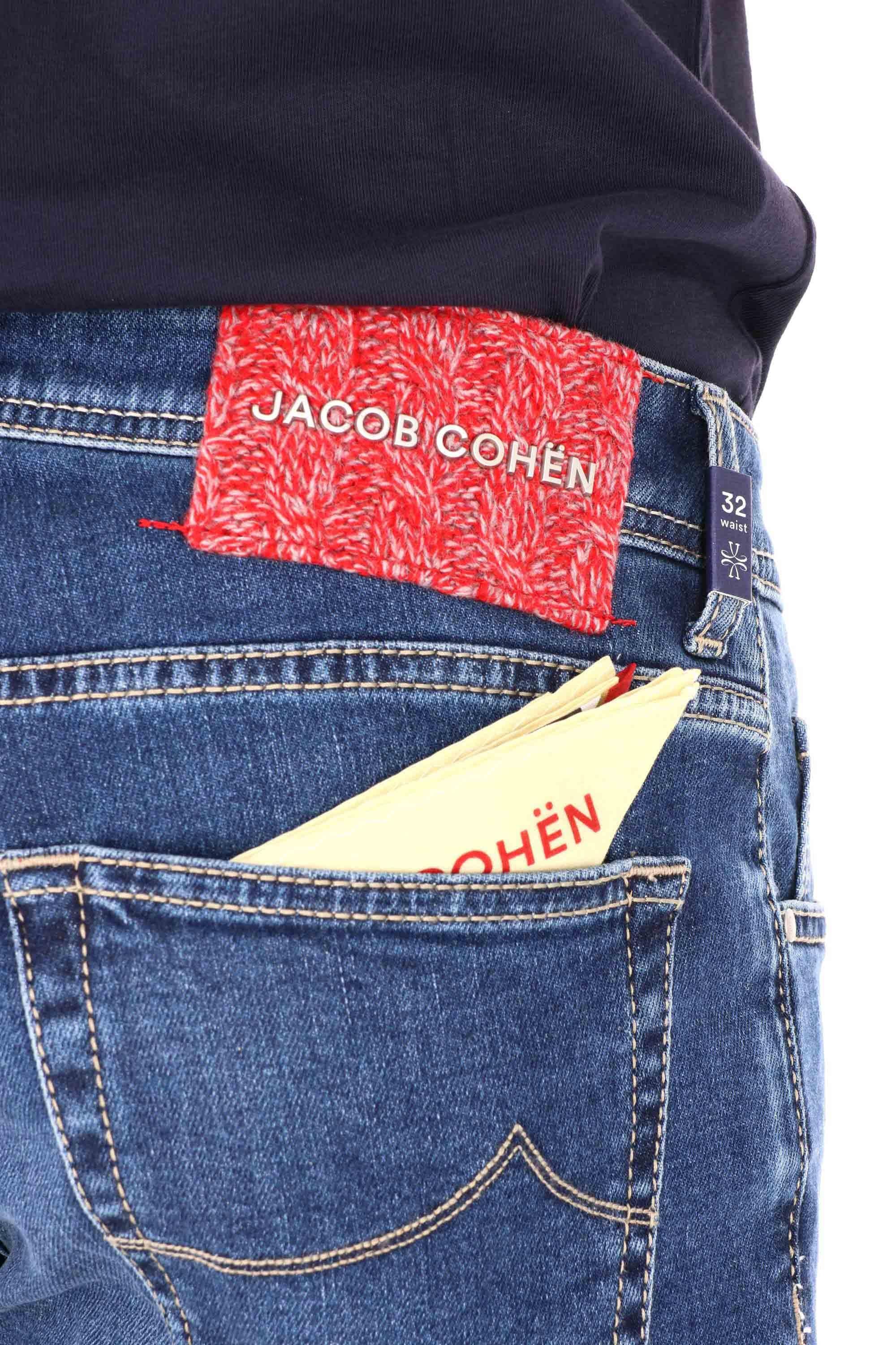 Jacob Cohen Jeans in cotone-cashmere etichetta in lana Apres-ski Nick fit QR006 S4075 NICK 200D