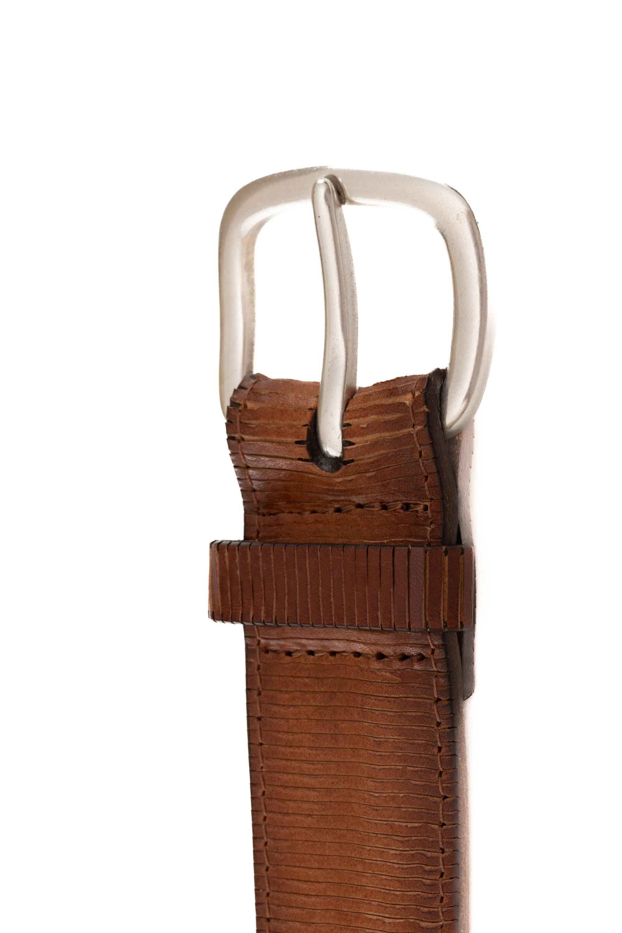 Orciani Cintura in pelle lamellare con ricami e borchie U08300_BCZ CUOIO