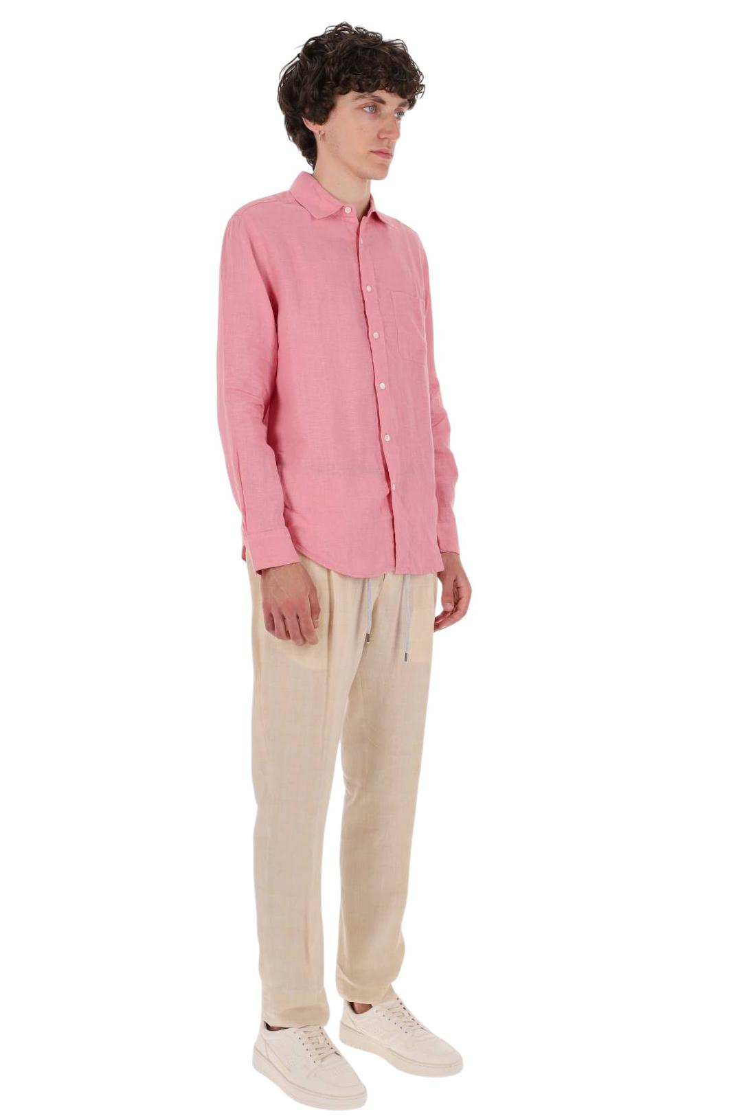 Portuguese Flannel Camicia in lino con taschino 066.S/3 ROSE