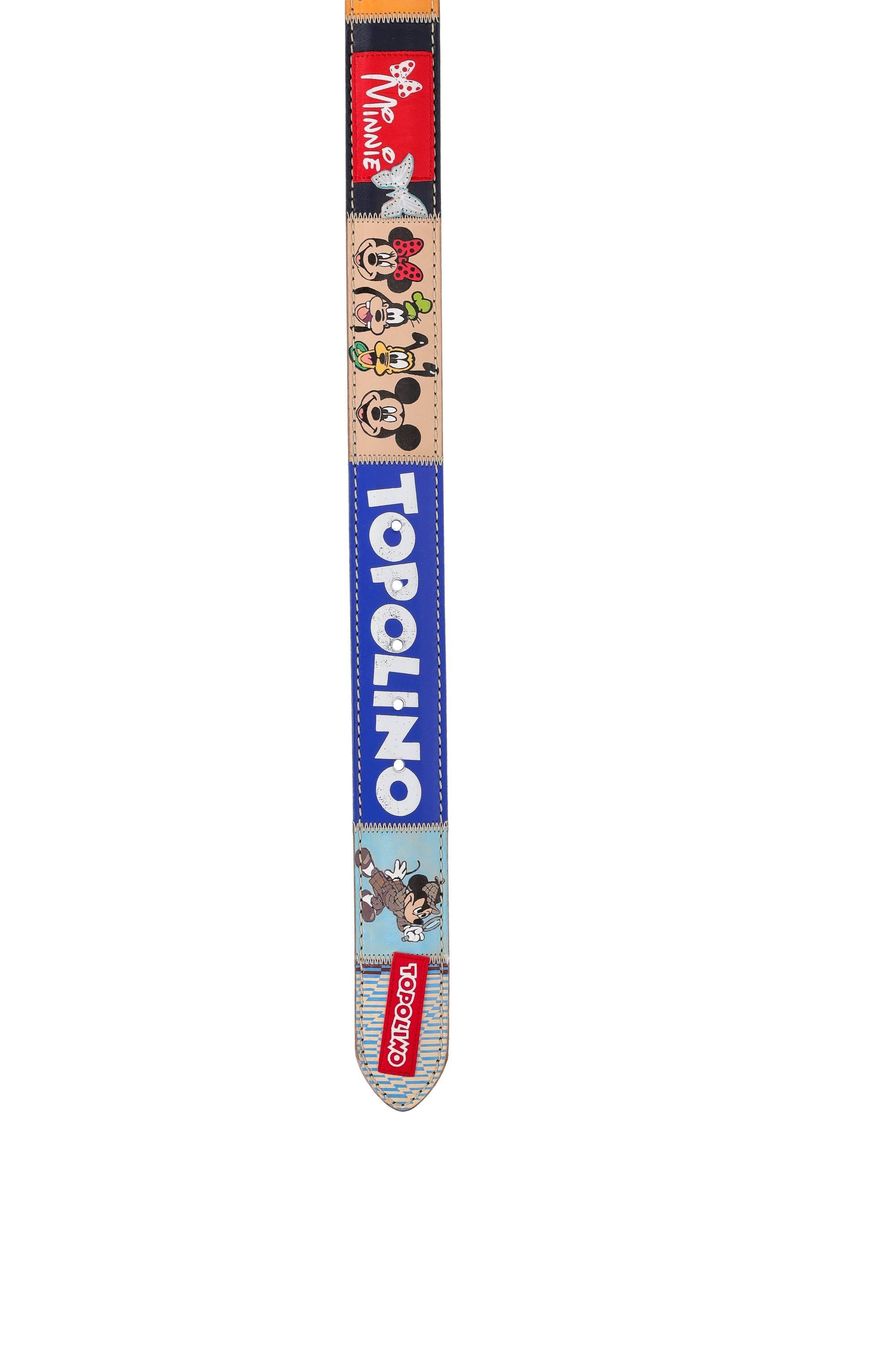 Artigianato Italiano Cintura artigianale in pelle dipinta a mano "Topolino 1" TOPOLINO 1 MLTCLR