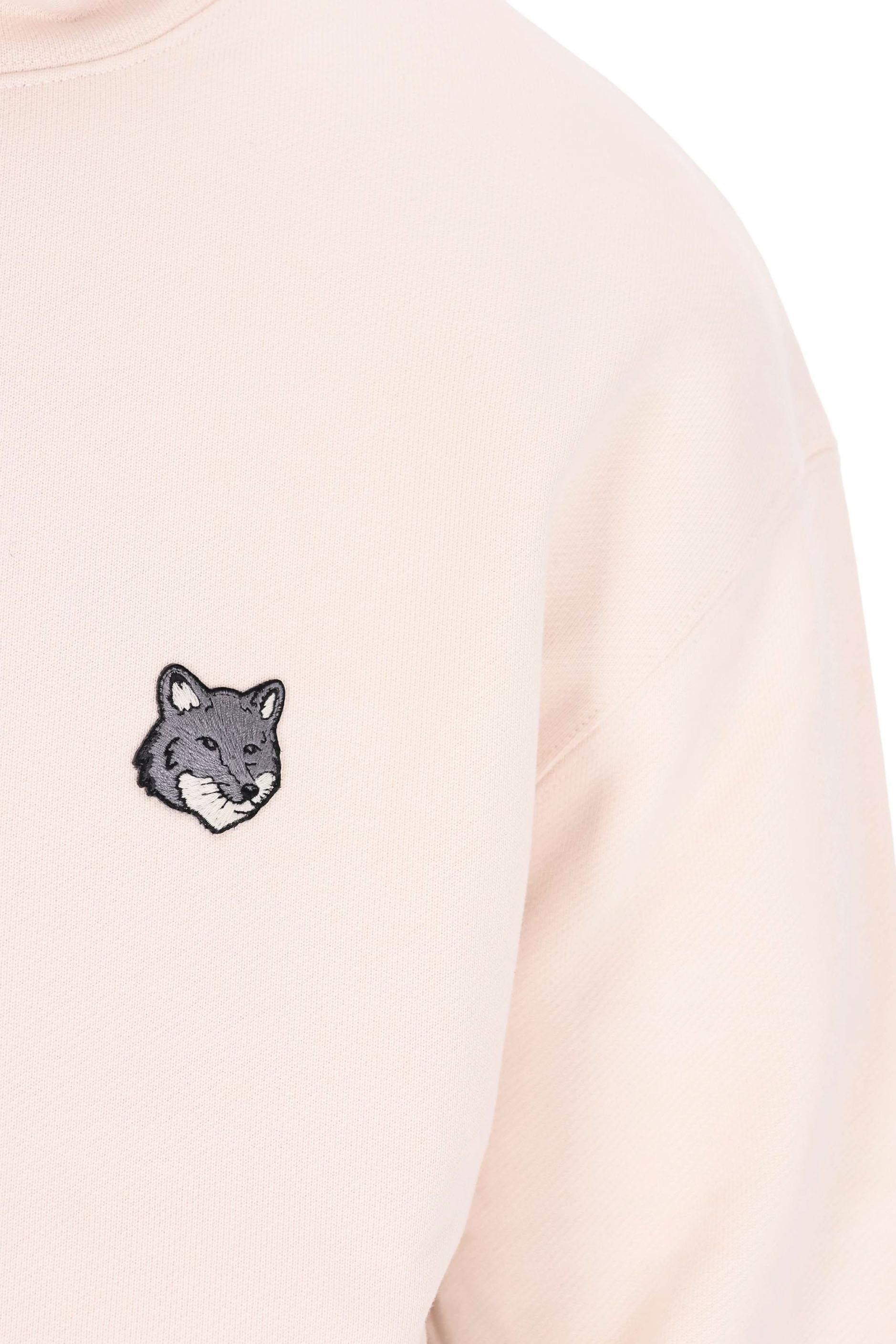 Maison Kitsuné Felpa con cappuccio in cotone regular fit con volpe grigia PM00703KM0341 LILAC POWDER