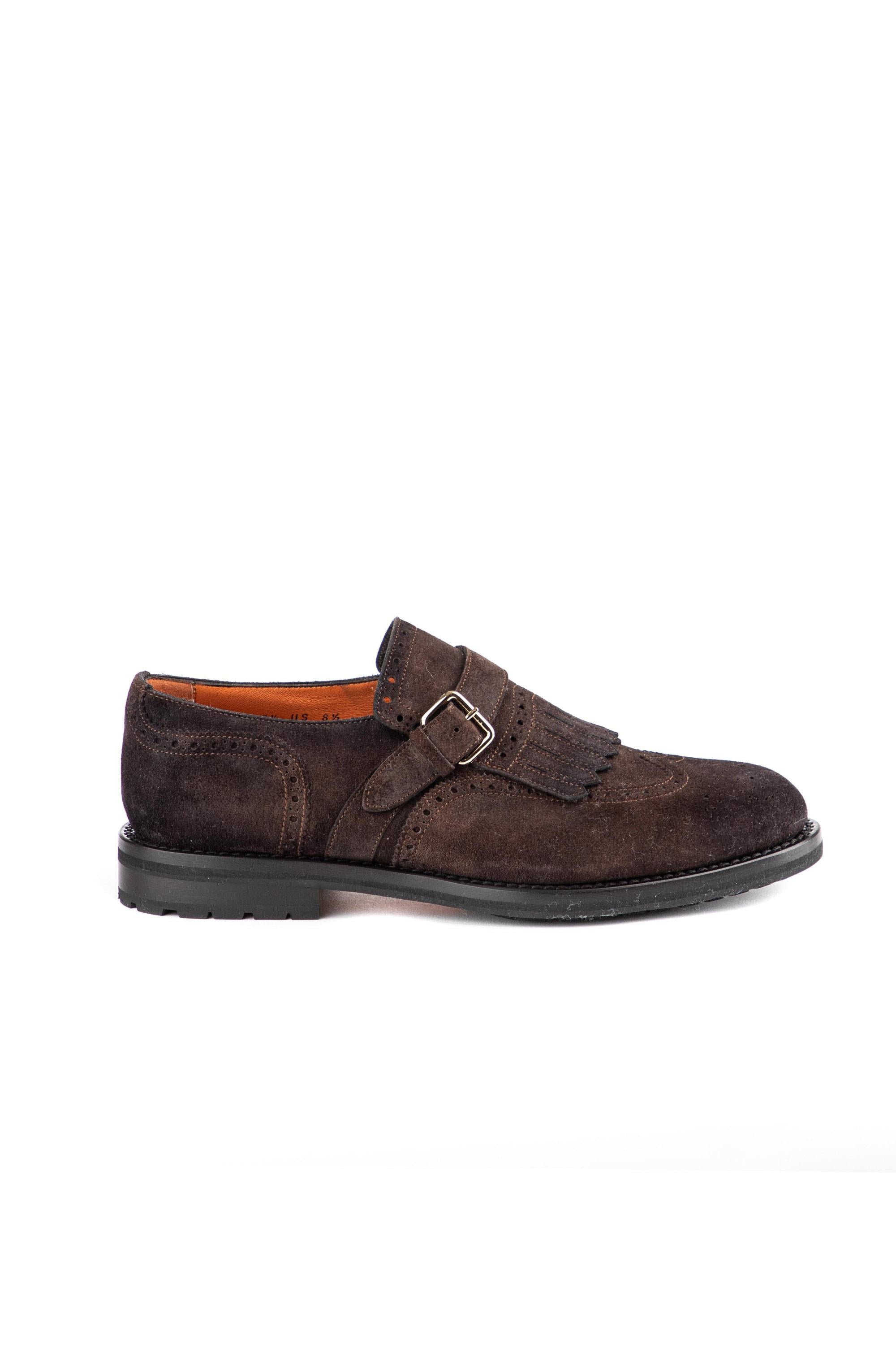Santoni Scarpa in camoscio anticato monofibbia e frange MCC013976Q2EPM ST55