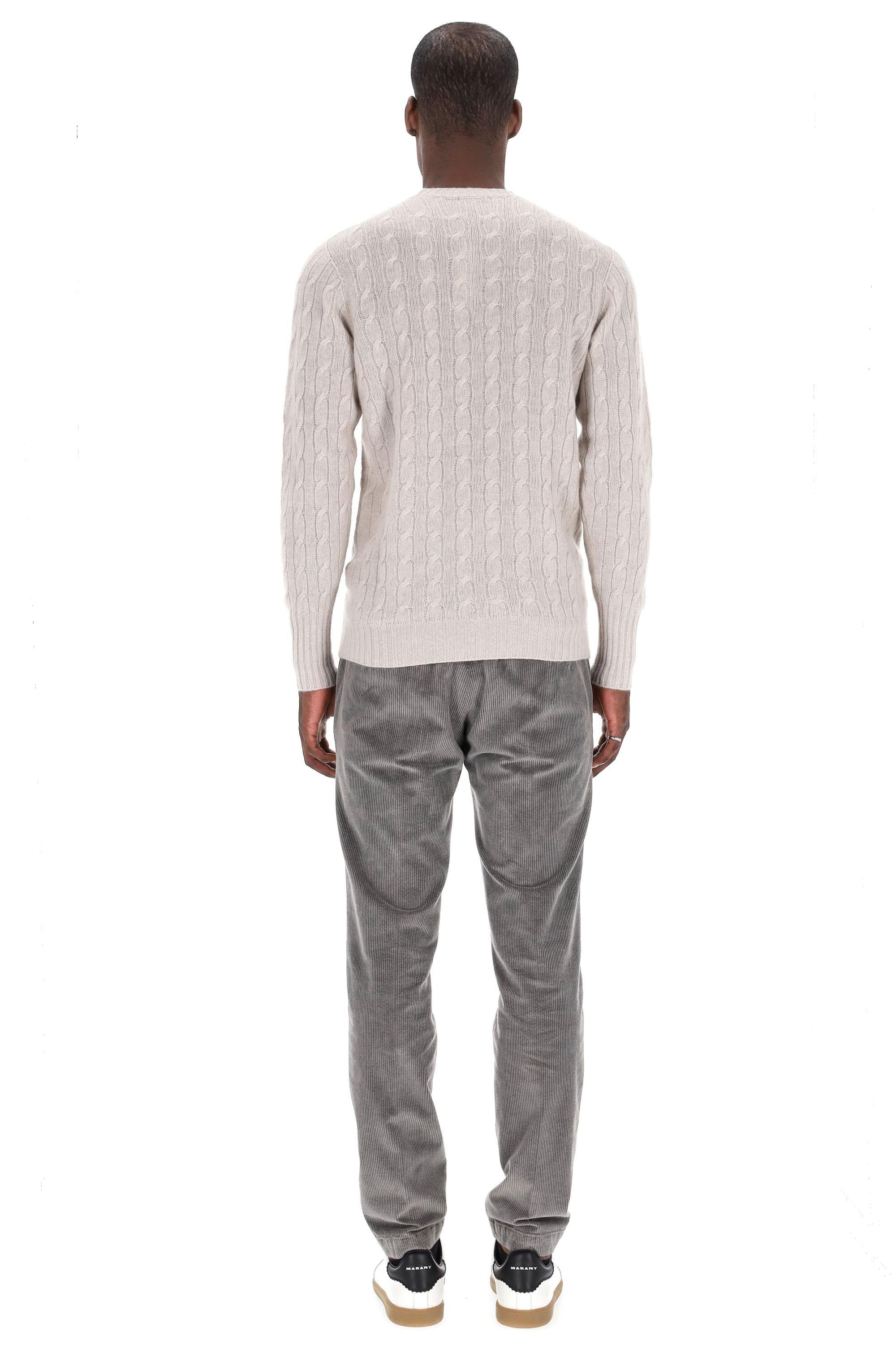 Maglia girocollo in cashmere a trecce D4K133N 112 Drumohr