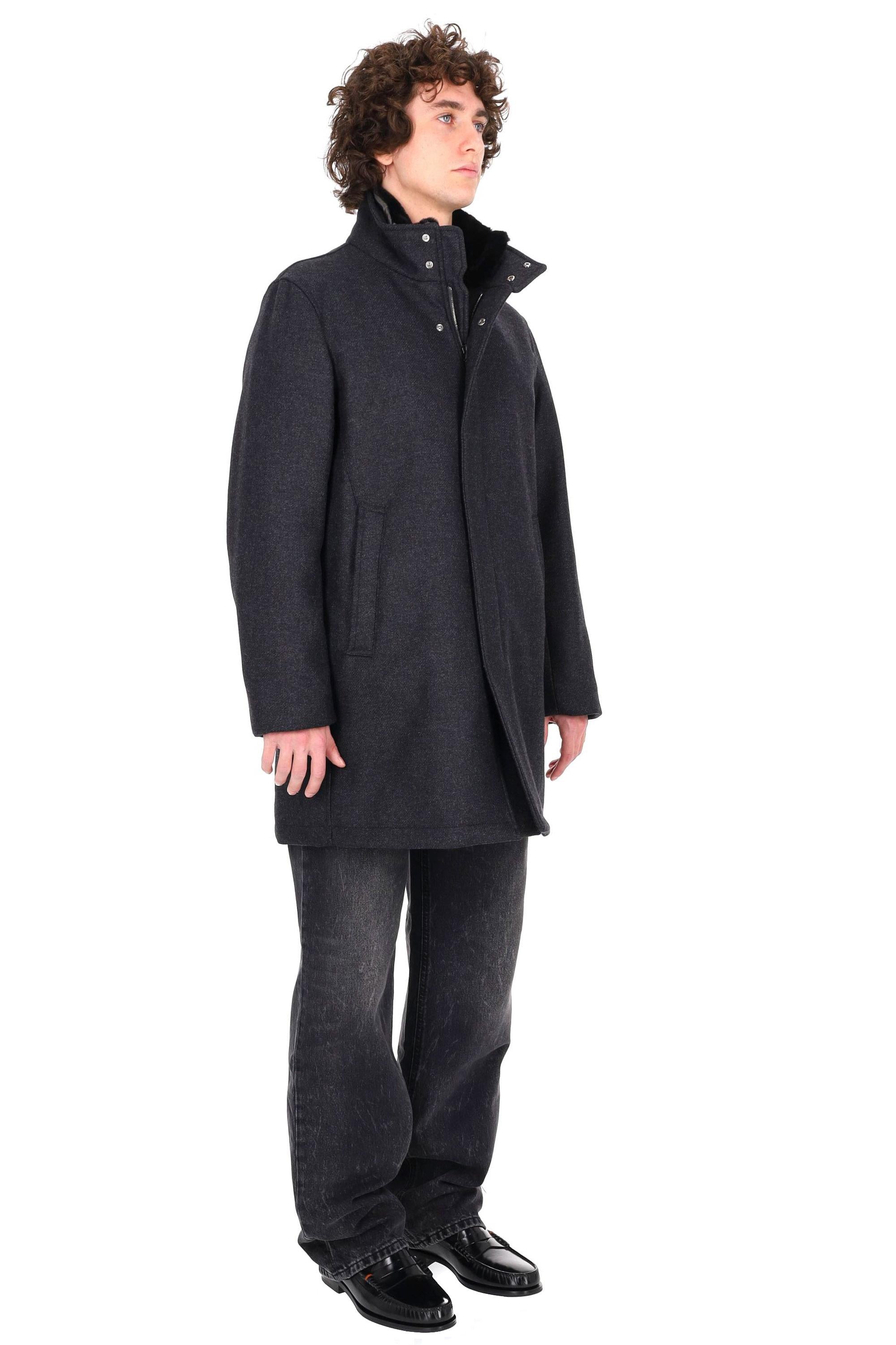 Herno Cappotto in lana con collo in eco-pelliccia CA000214U 9490