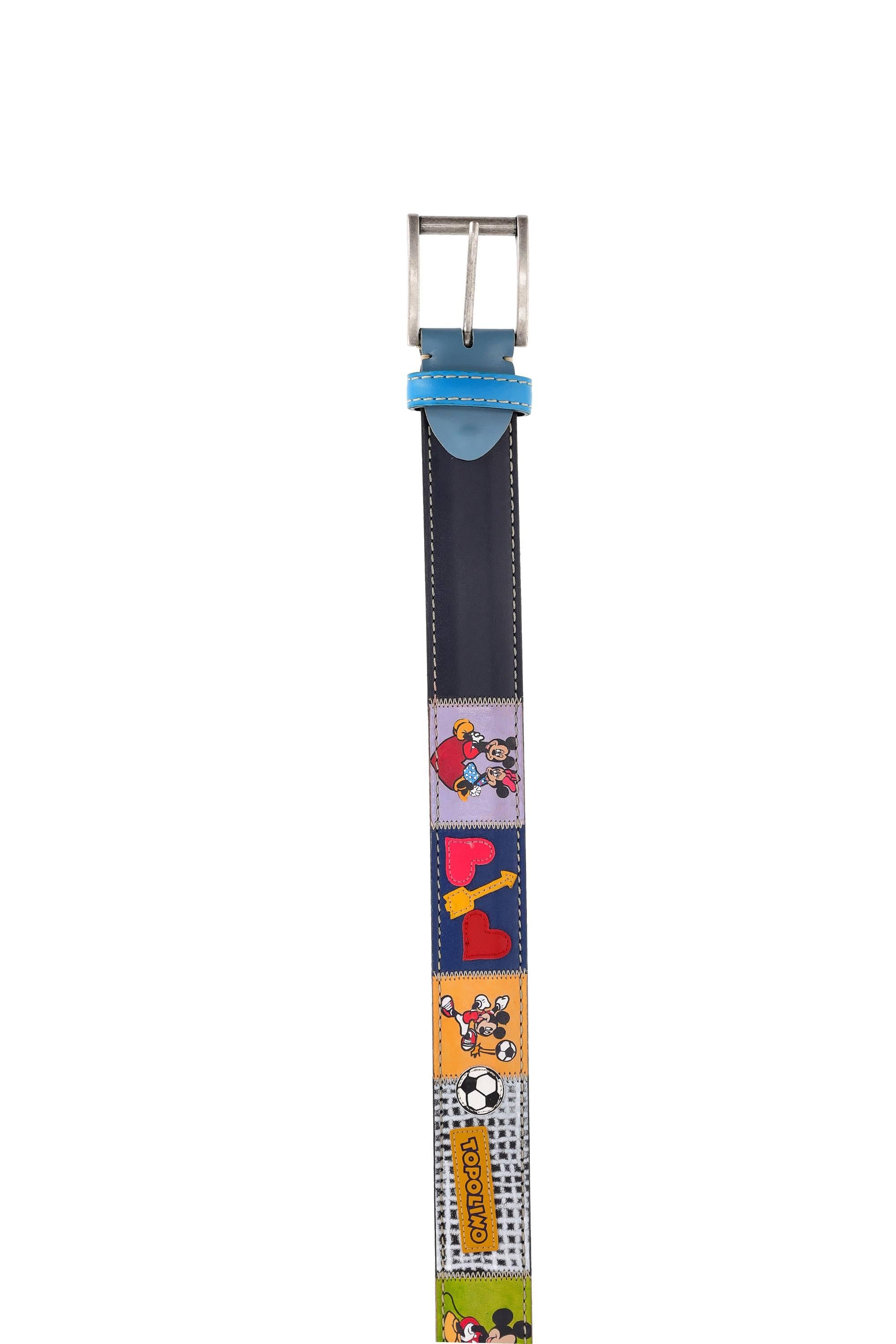 Artigianato Italiano Cintura artigianale in pelle dipinta a mano "Topolino 2" TOPOLINO 2 MLTCLR