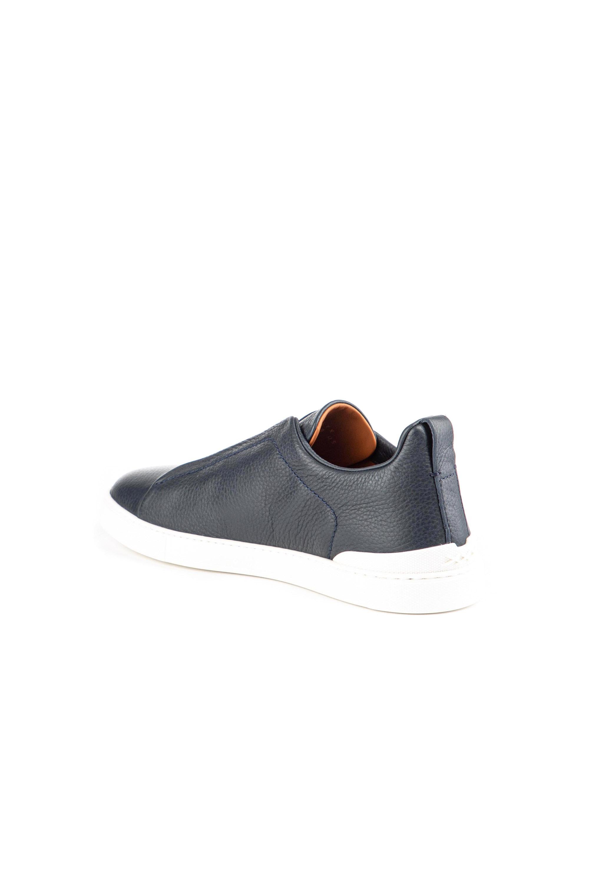 Zegna Sneaker triple stitch in cervo supersoft LHCVO A4667X NAV
